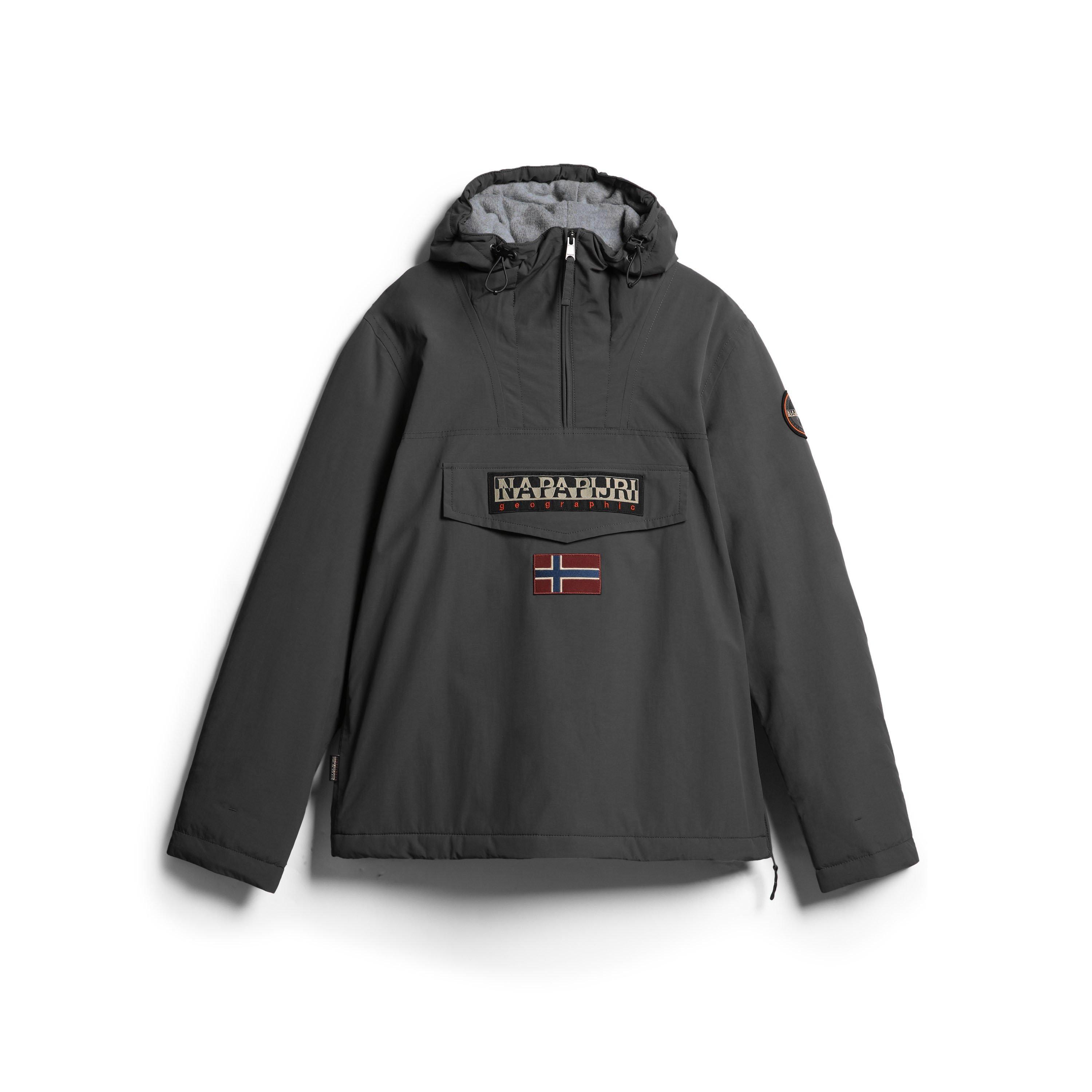 Napapijri Men's Rainforest Water Resistant Hooded Long Sleeve Rain Anorak - Dark Grey - XS