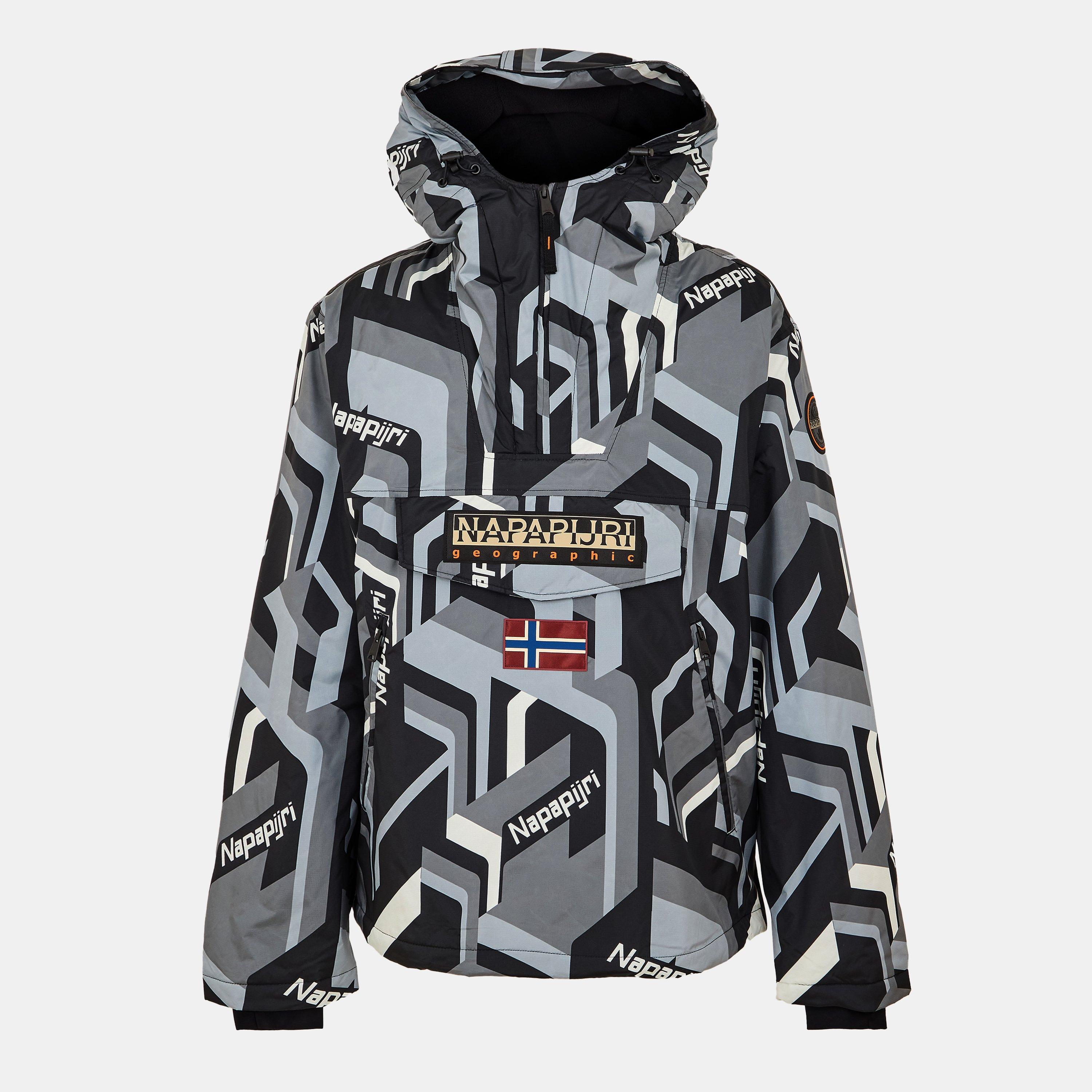 Black AOP - Napapijri - Men's All Over Print Weather Resistant Rain Anorak - 1