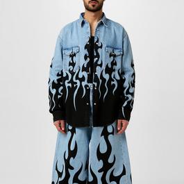 VETEMENTS Fire Print Denim Shirt