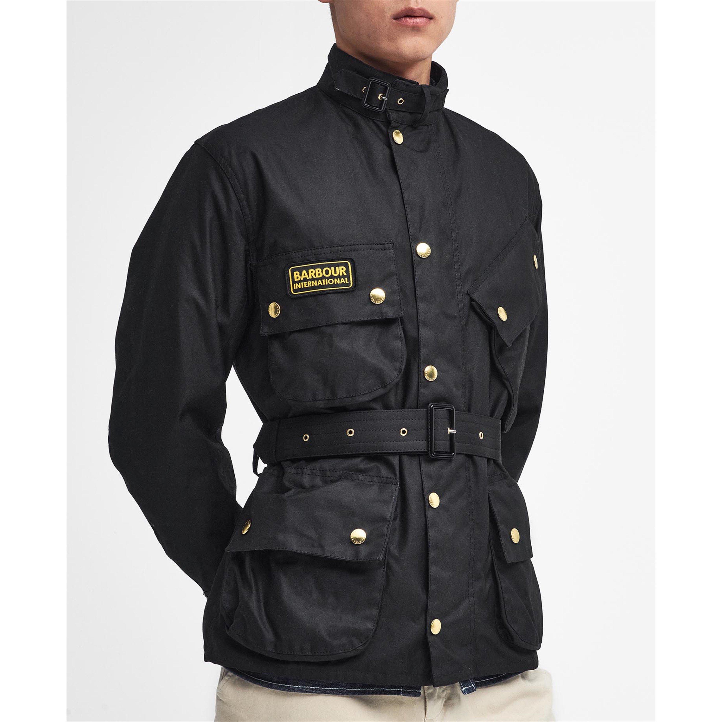 Black BK51 - Barbour International - Men's Original Waxed Cotton Long Sleeve Wax Jacket - 8