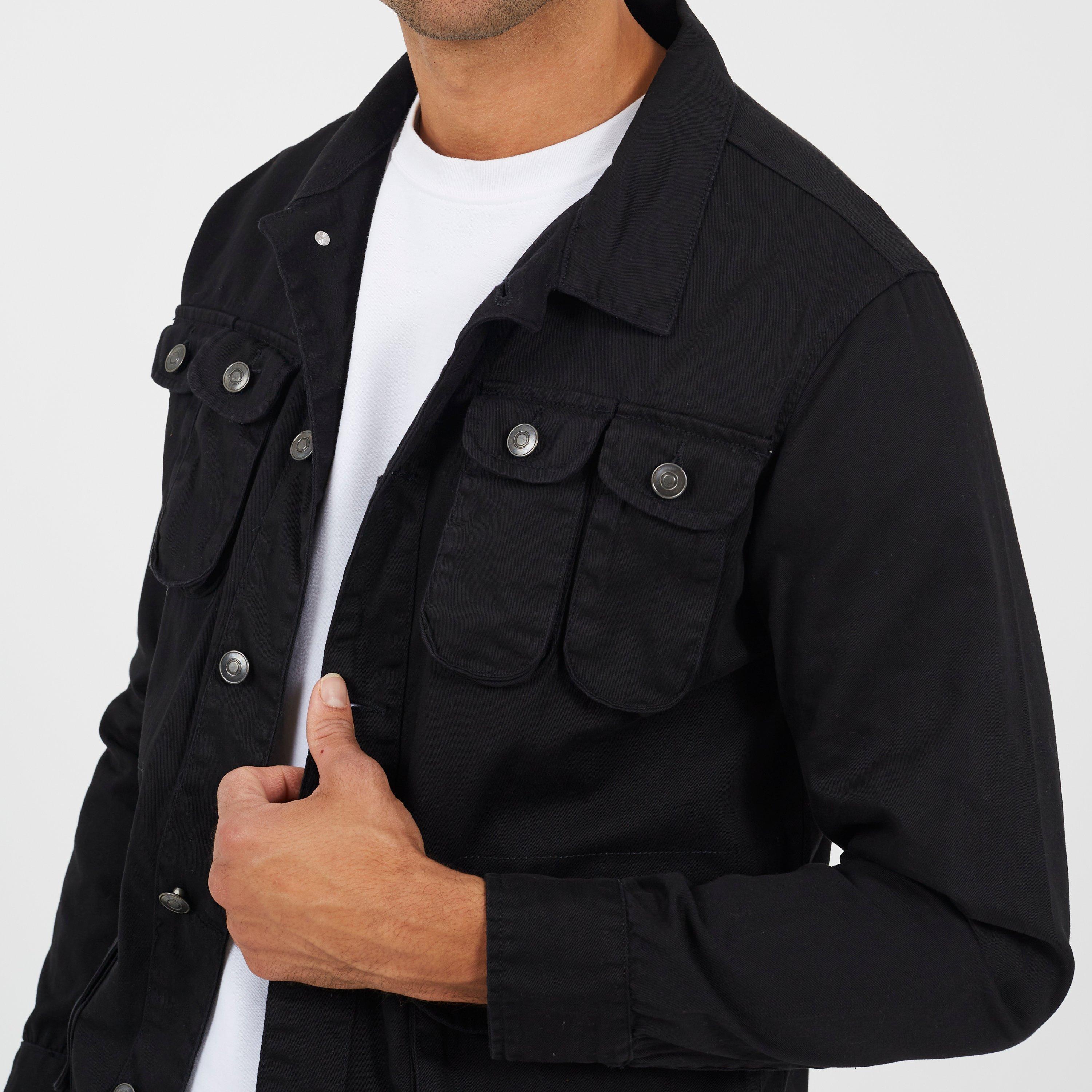 Black - Brave Soul - Mens Lightweight Jacket with Multi Pocket Detail - 3