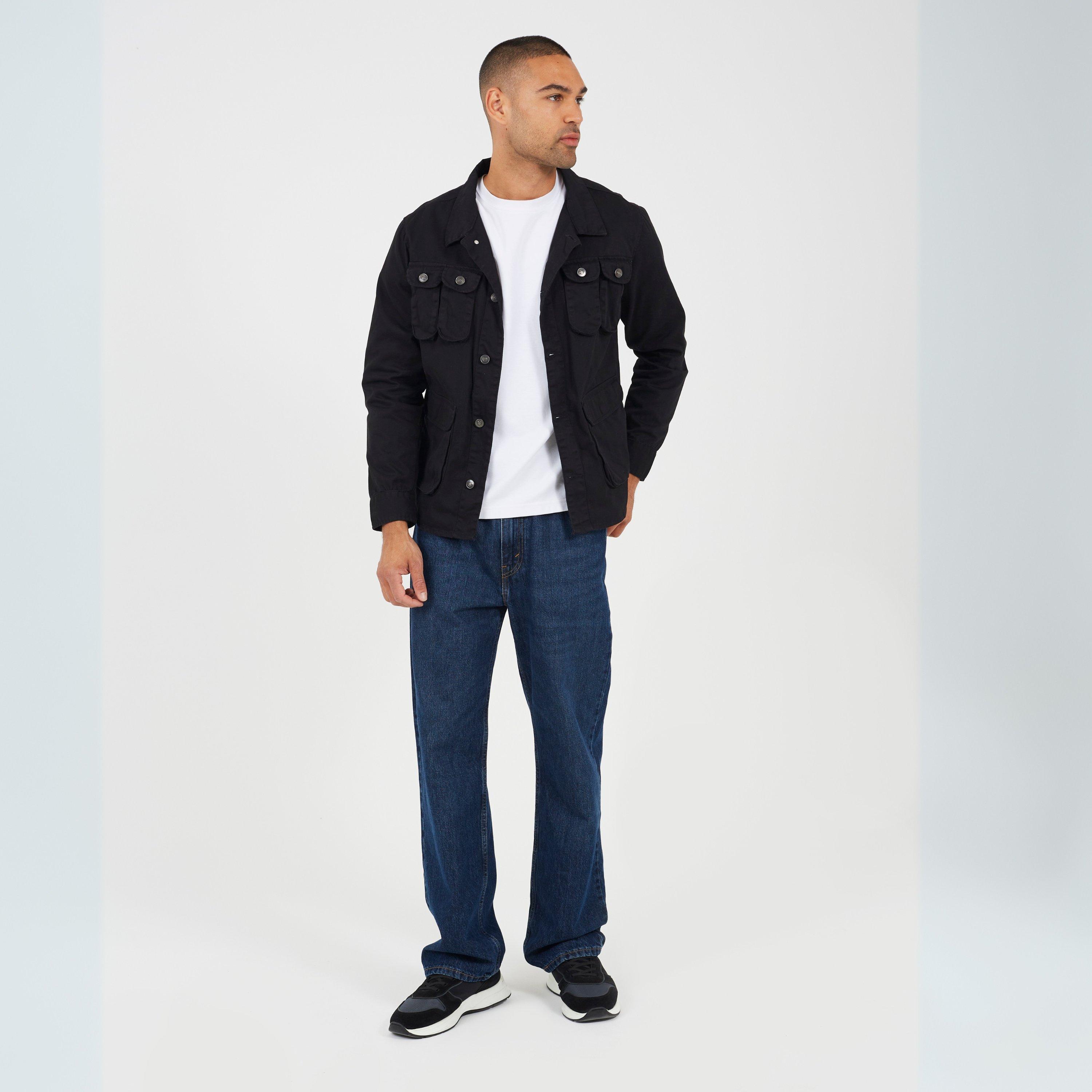 Black - Brave Soul - Mens Lightweight Jacket with Multi Pocket Detail - 4