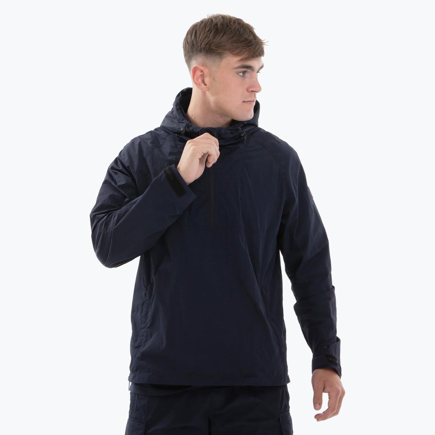 Navy - Peaceful Hooligan - Men's Water-Resistant Adjustable Hood Rain Anorak - 1