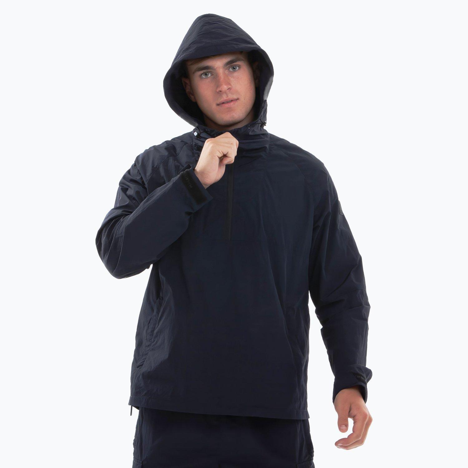 Navy - Peaceful Hooligan - Water-Resistant Adjustable Hood Rain Anorak - 2
