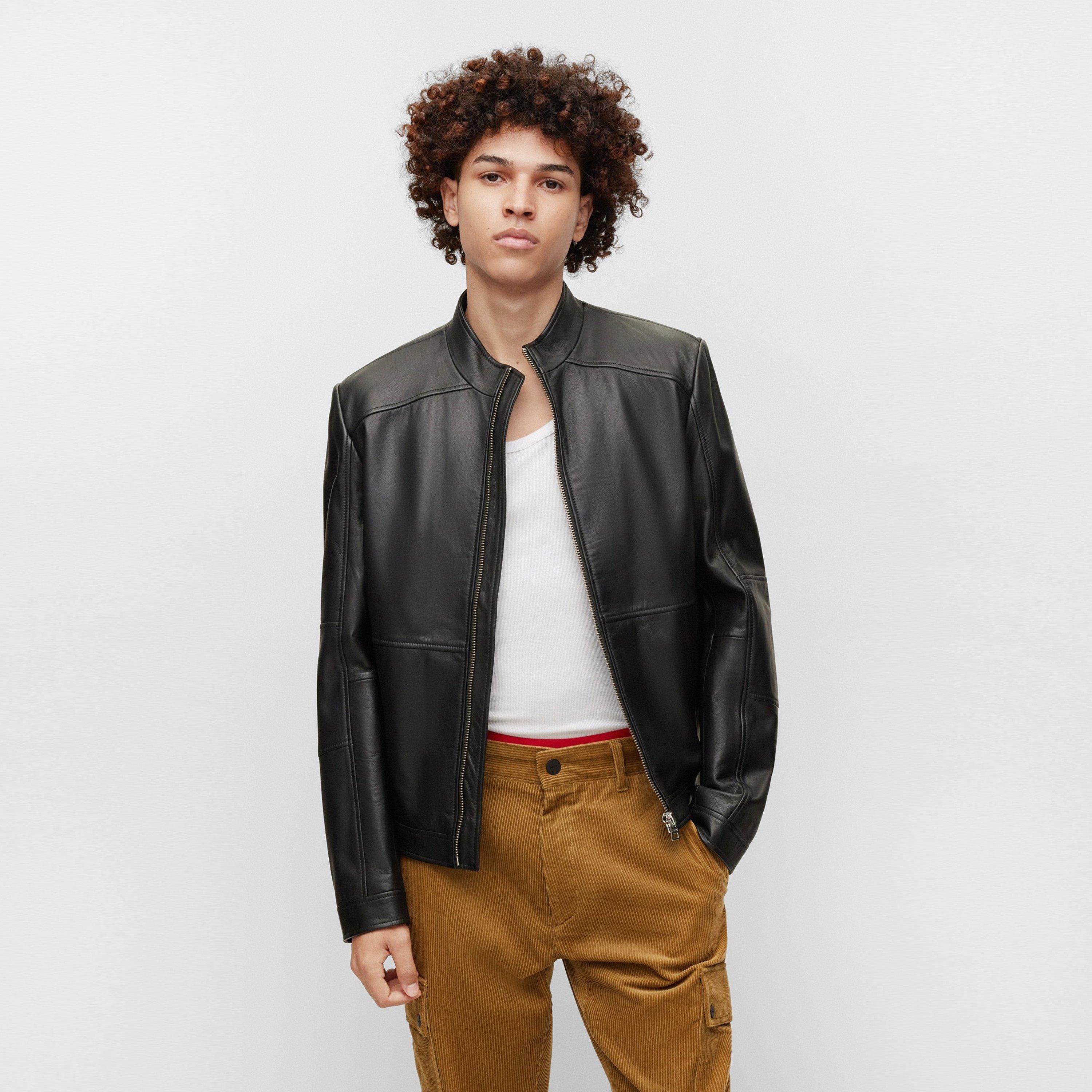 Black - Hugo - Men's Lokis Leather Jacket - 3