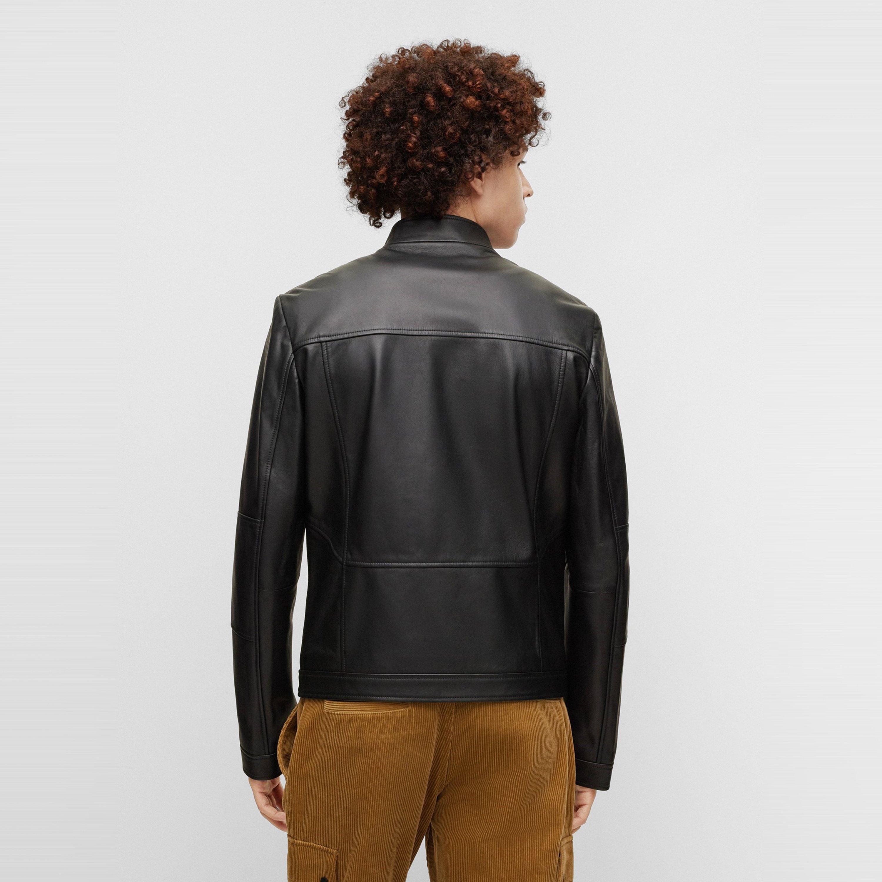 Black - Hugo - Men's Lokis Leather Jacket - 4