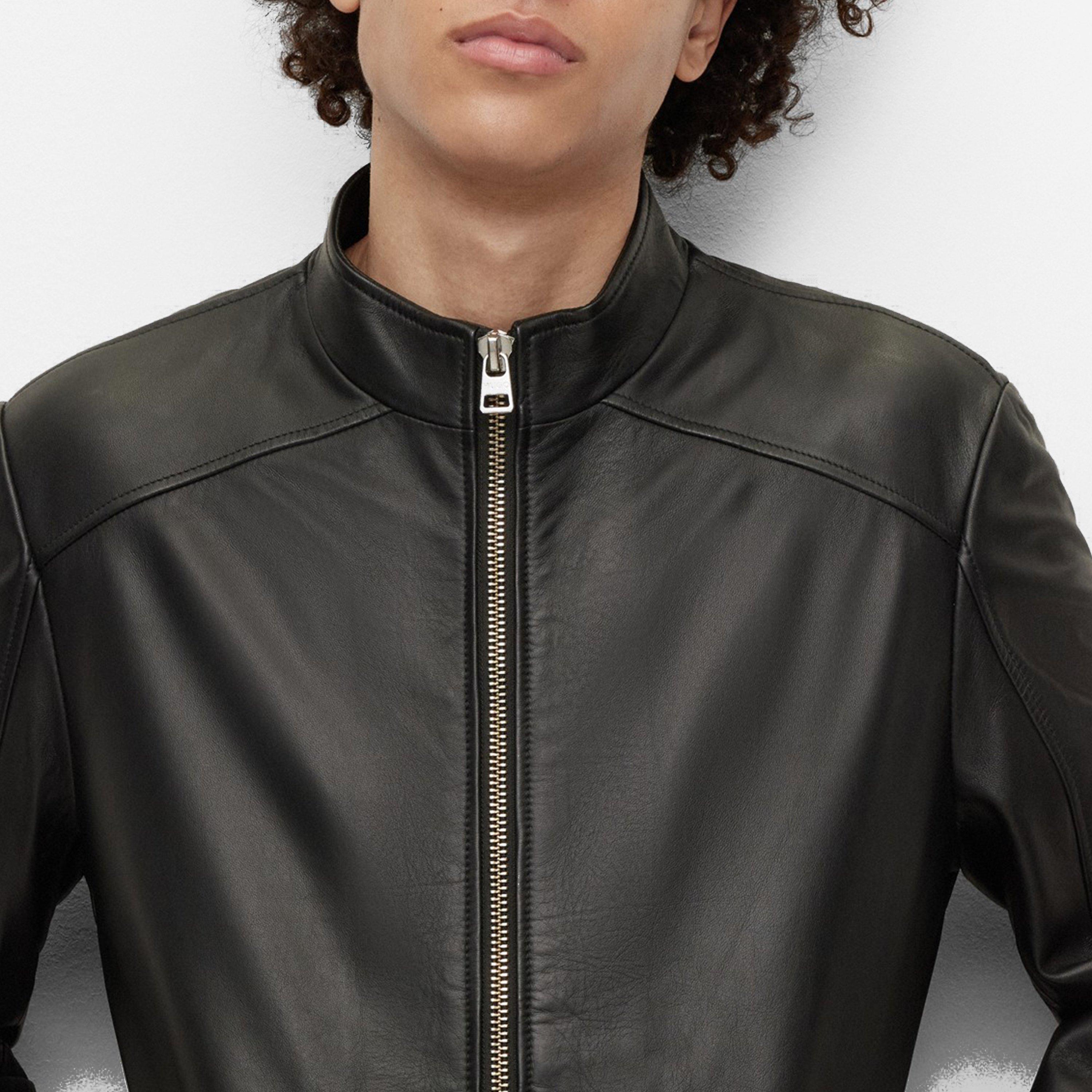 Black - Hugo - Men's Lokis Leather Jacket - 5