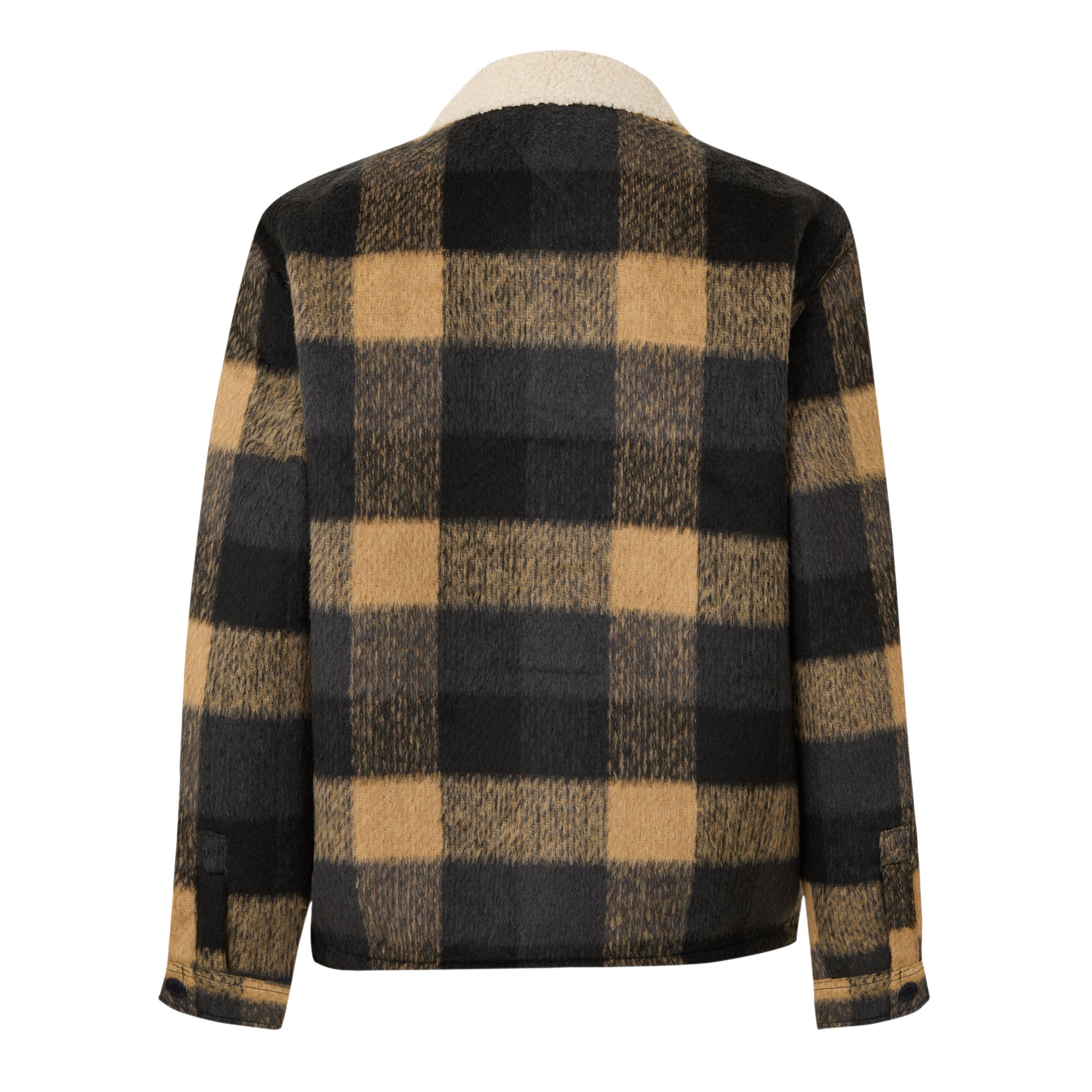 Crna karirana - Tommy Jeans - Men's Teddy Collar Long-Sleeve Oversized Fit Overshirt - 2