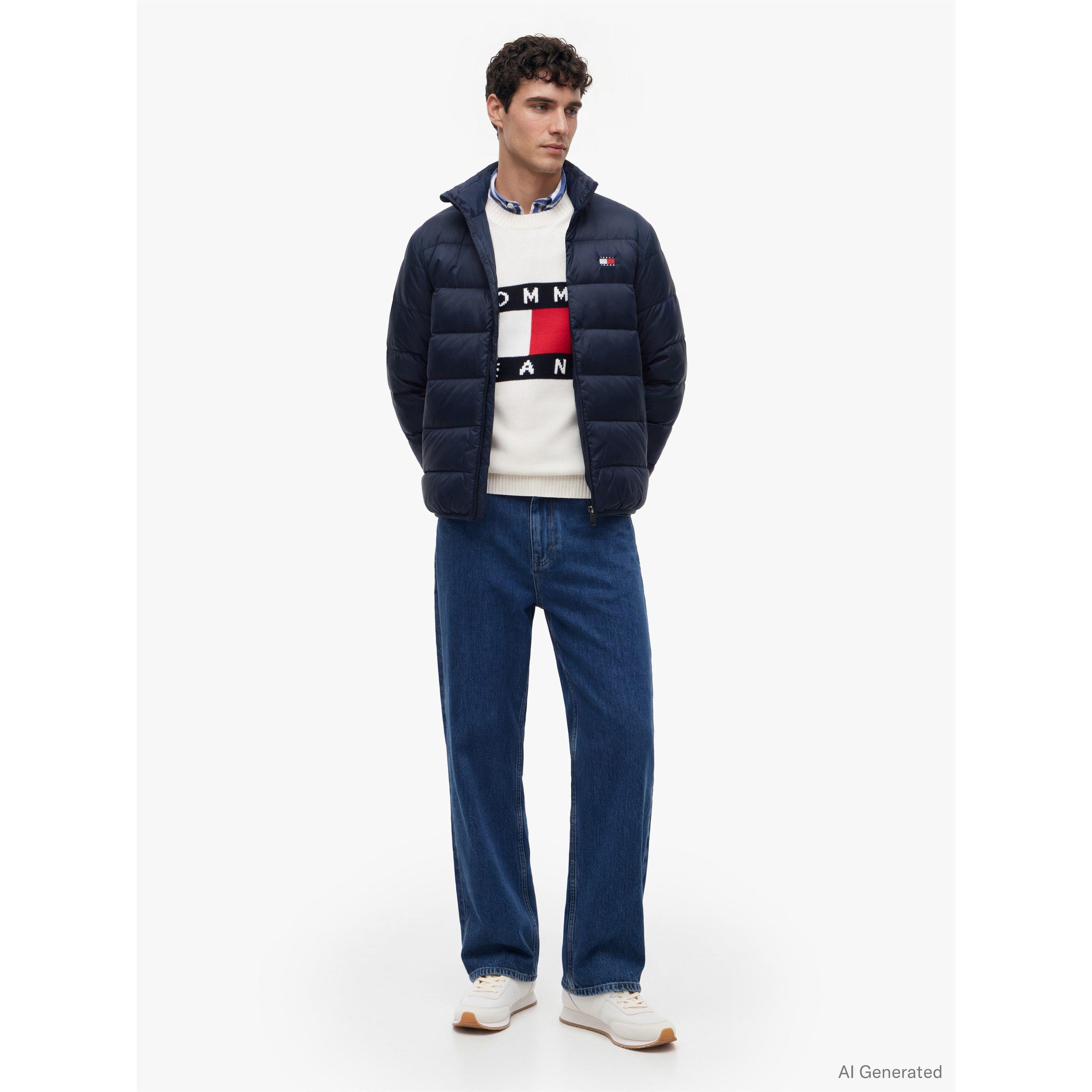 Mørkeblå - Tommy Jeans - Men's Packable Down Short-Puffer Jacket - 4
