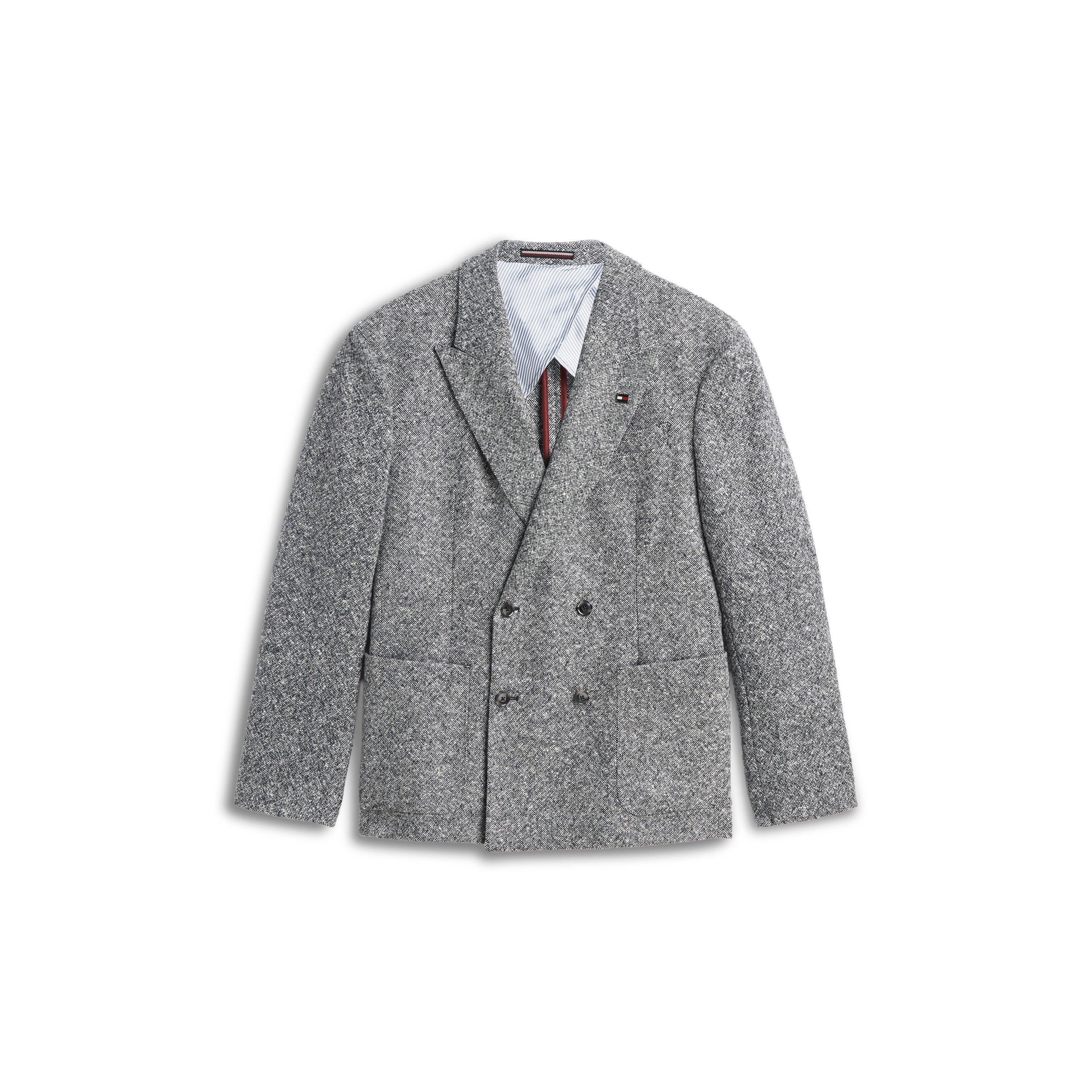 Dark Grey - Tommy Hilfiger - Men's Donegal Wool Blazer - 1