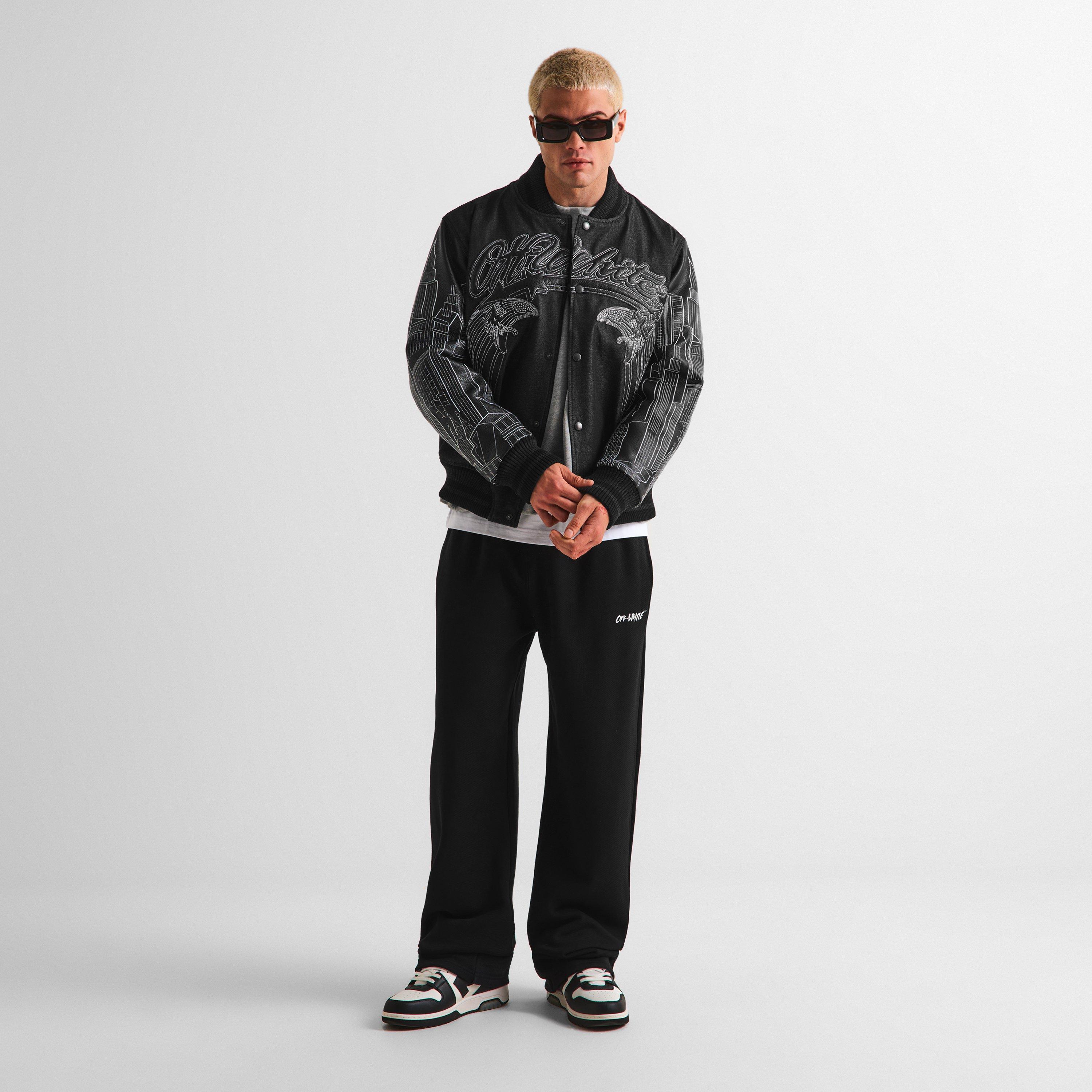 Black - Off White - Men's Skyline Varsity Jacket - 6