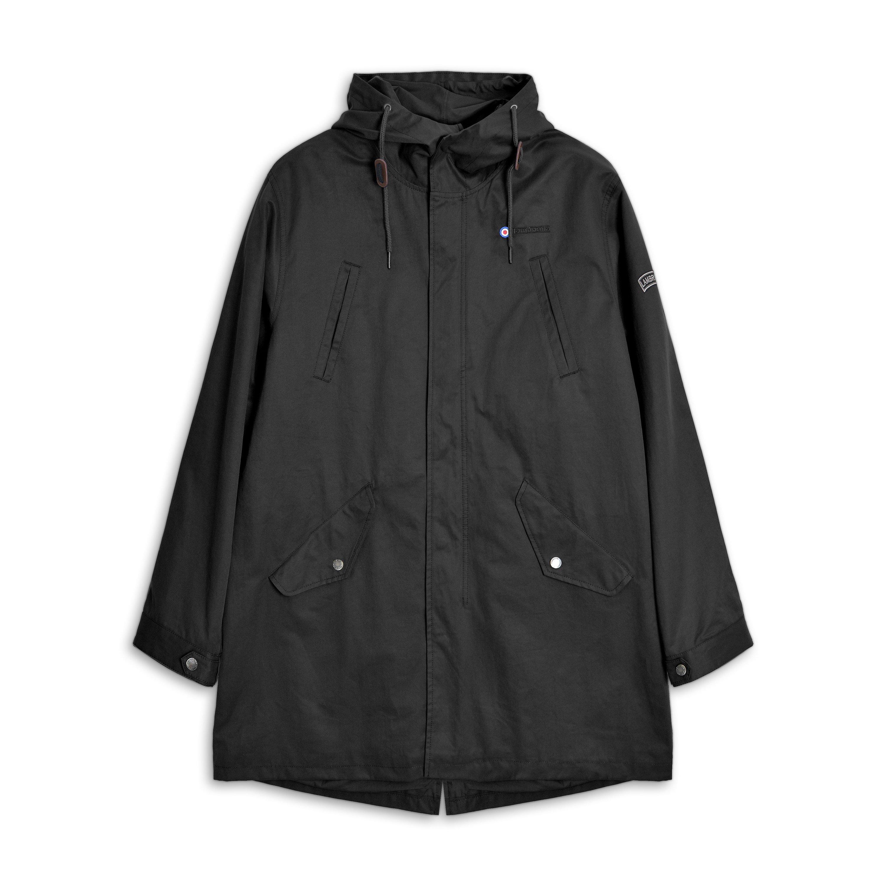 Lambretta Men's Shower Resistant Parka - Black - Large