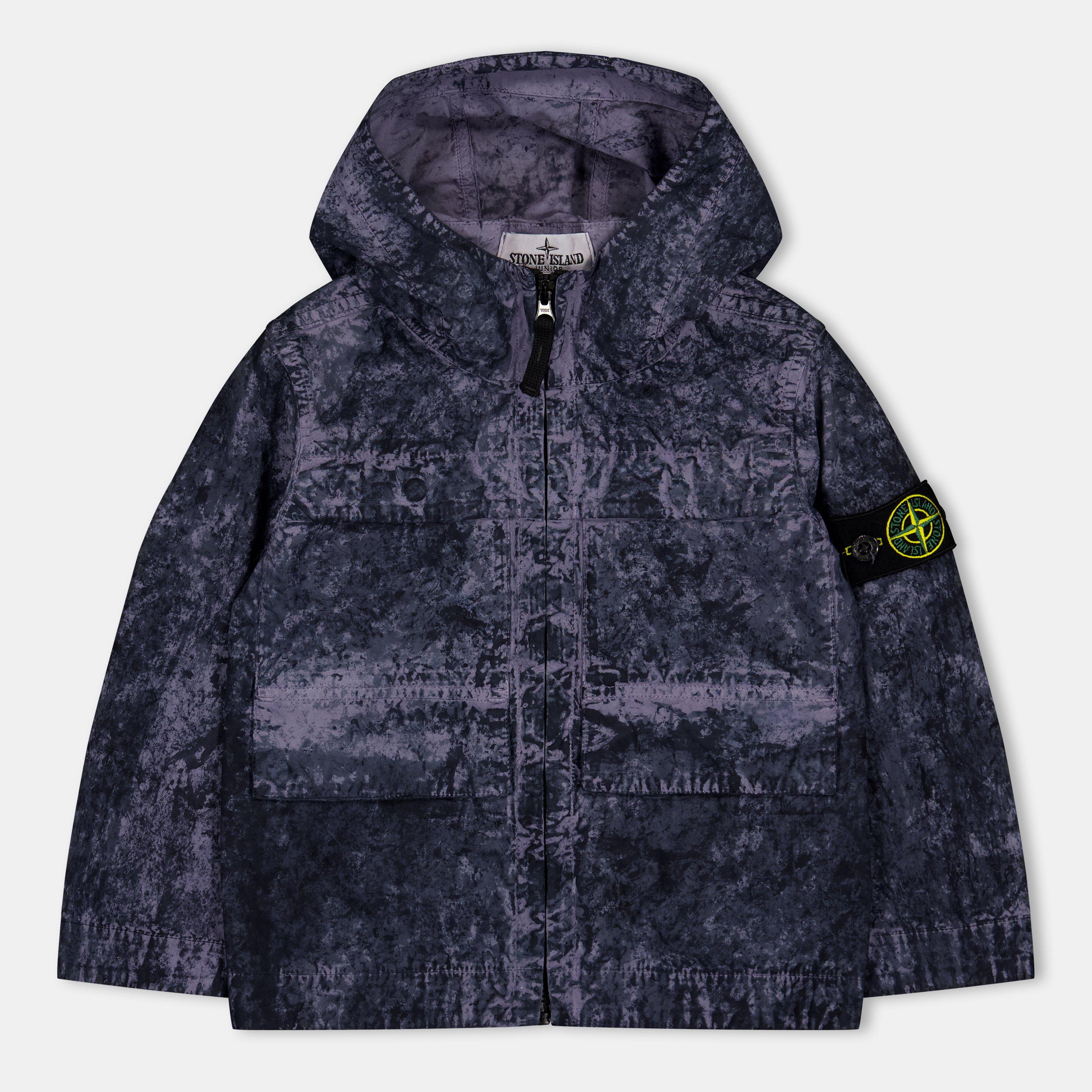 Navy V0020 - Stone Island - Kids' Age Dyed Stretch Cotton Hooded Parka - 1