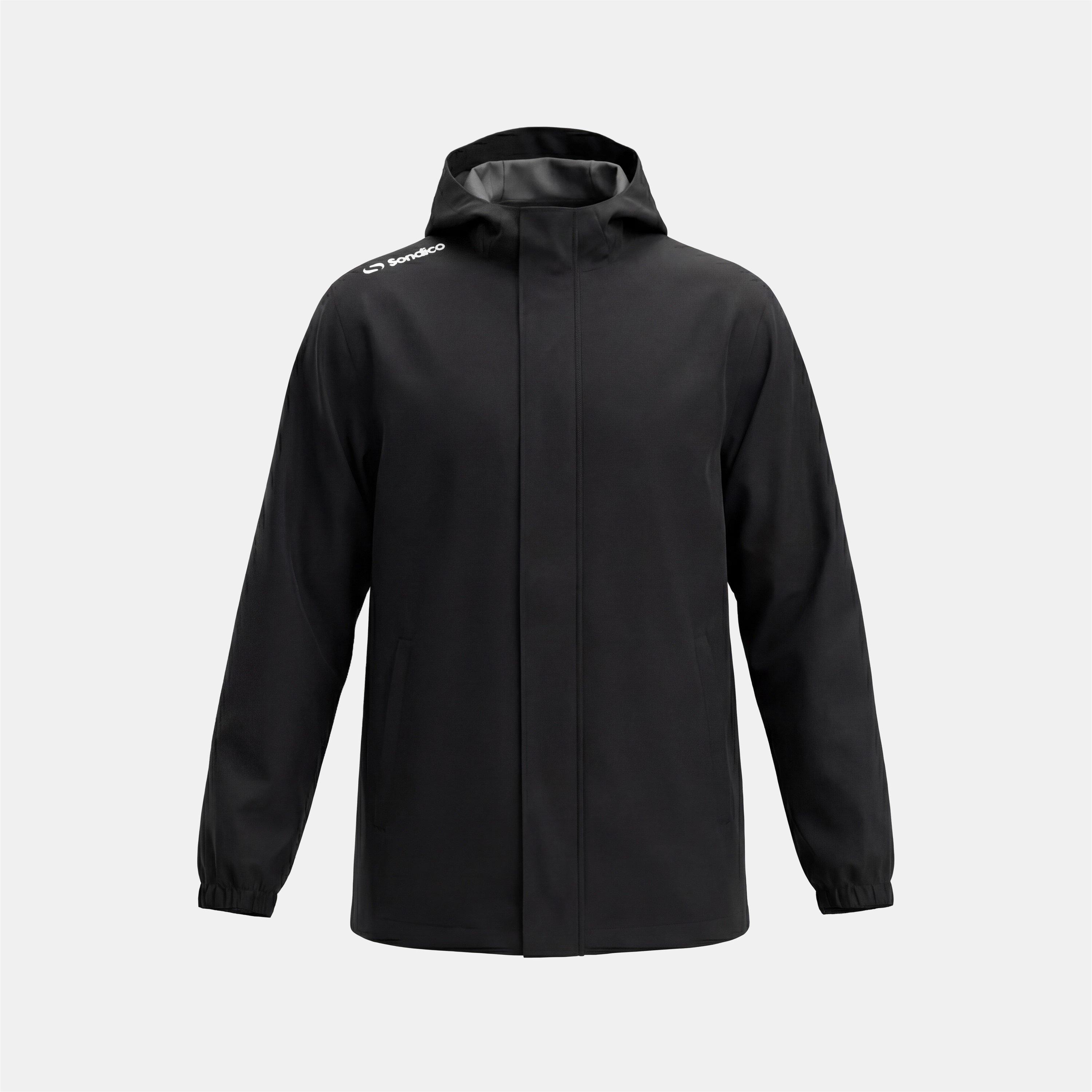 Black - Sondico - Mens Rain Jacket Water Resistant Long Sleeve Hooded Rain Anorak - 6