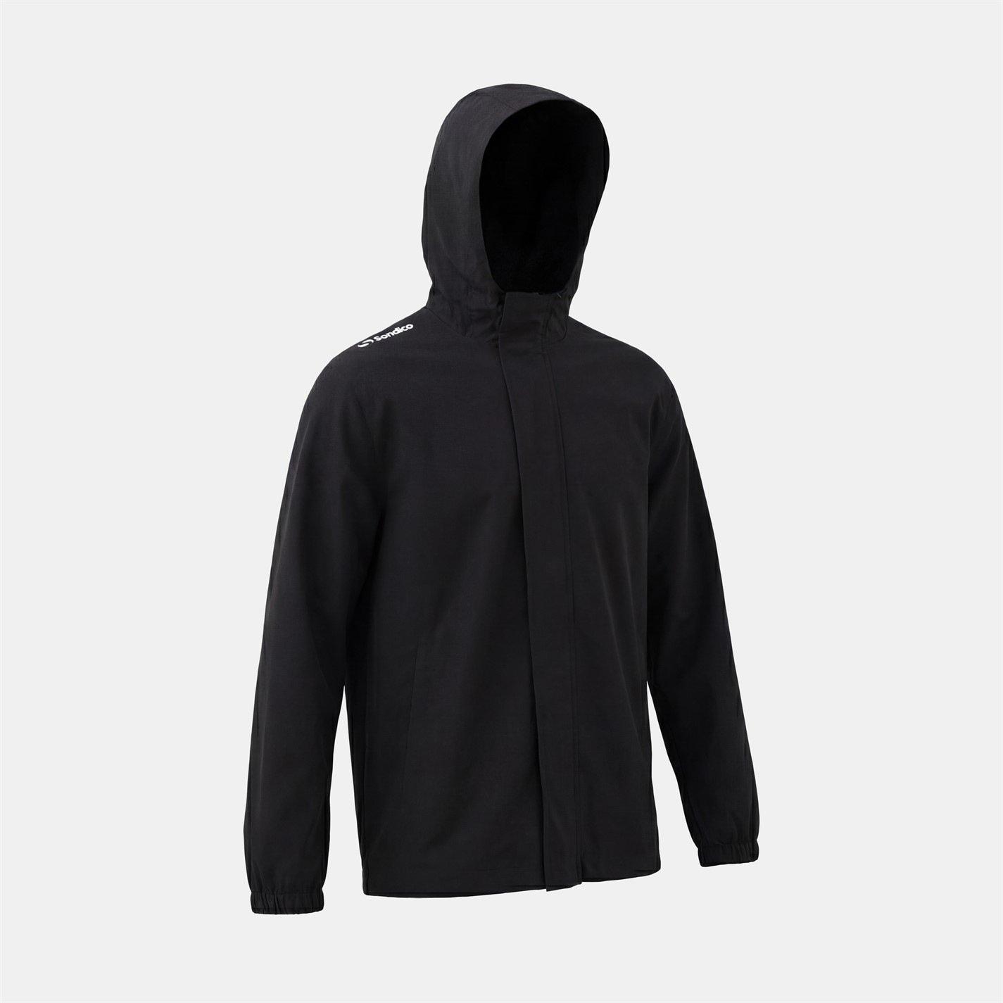 Black - Sondico - Mens Rain Jacket Water Resistant Long Sleeve Hooded Rain Anorak - 3