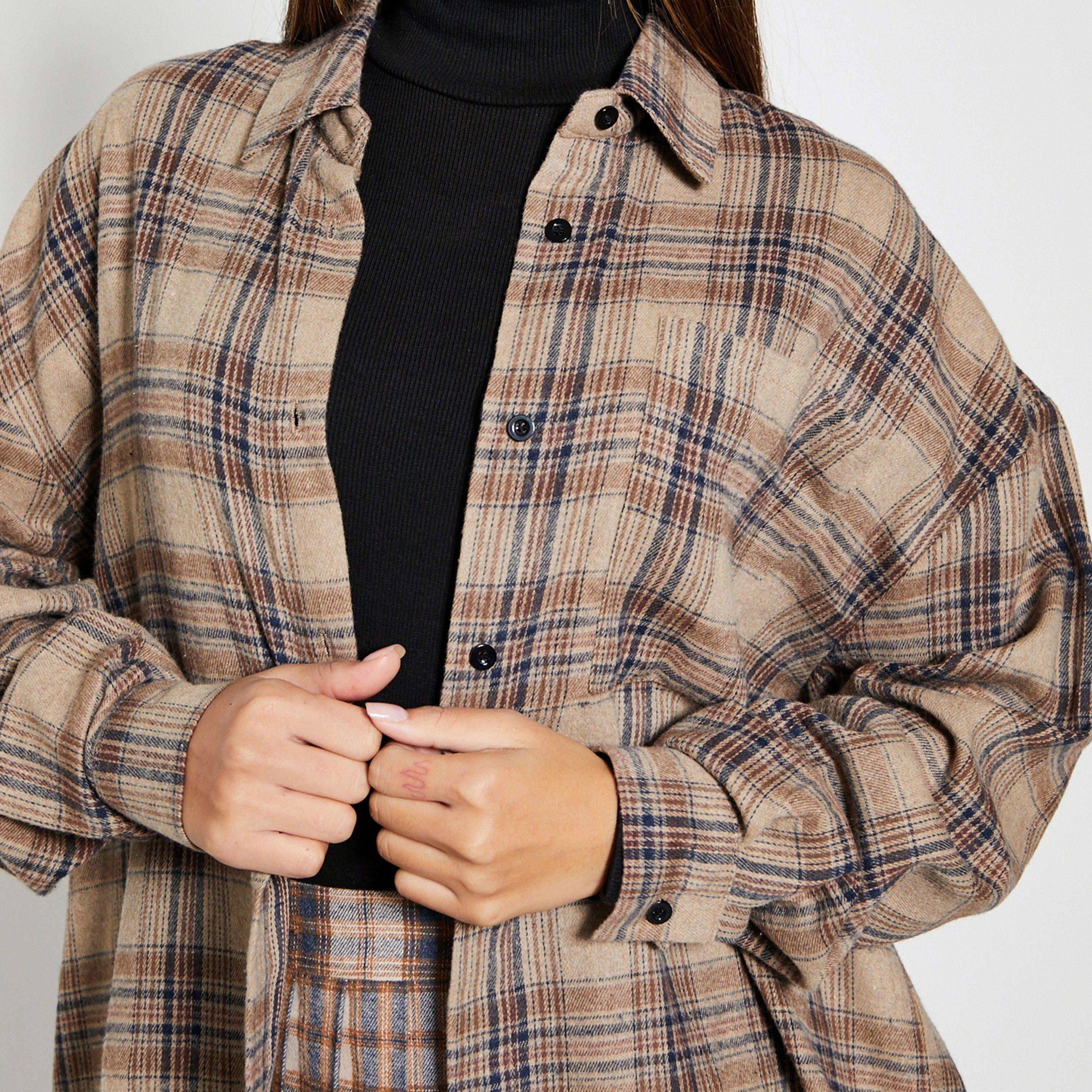 Steen - I Saw It First - ISAWITFIRST Brushed Check Oversized Shirt - 6