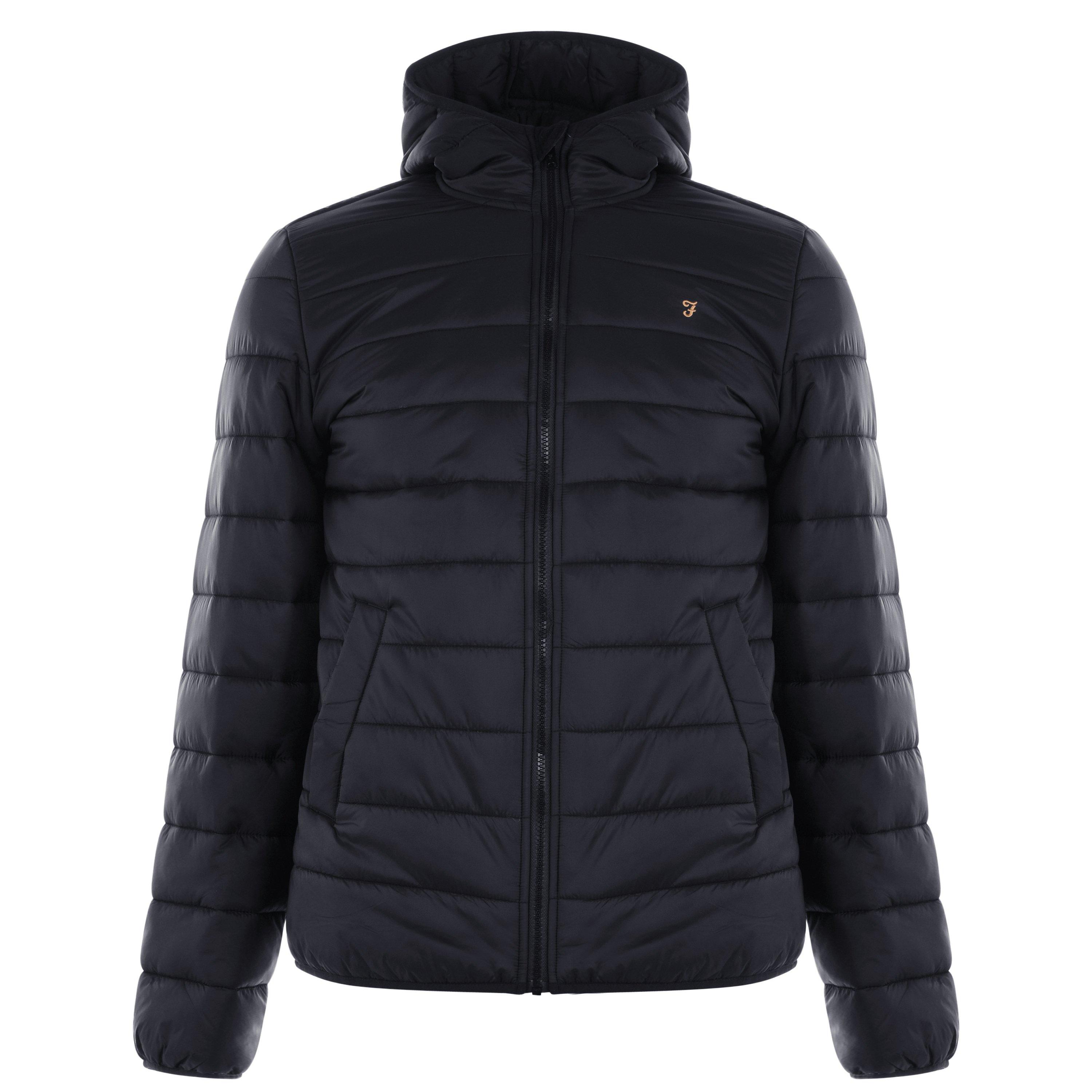 Dp Black 006 - Farah - Men's Meeson Hooded Long Sleeve Short Puffer Jacket - 1