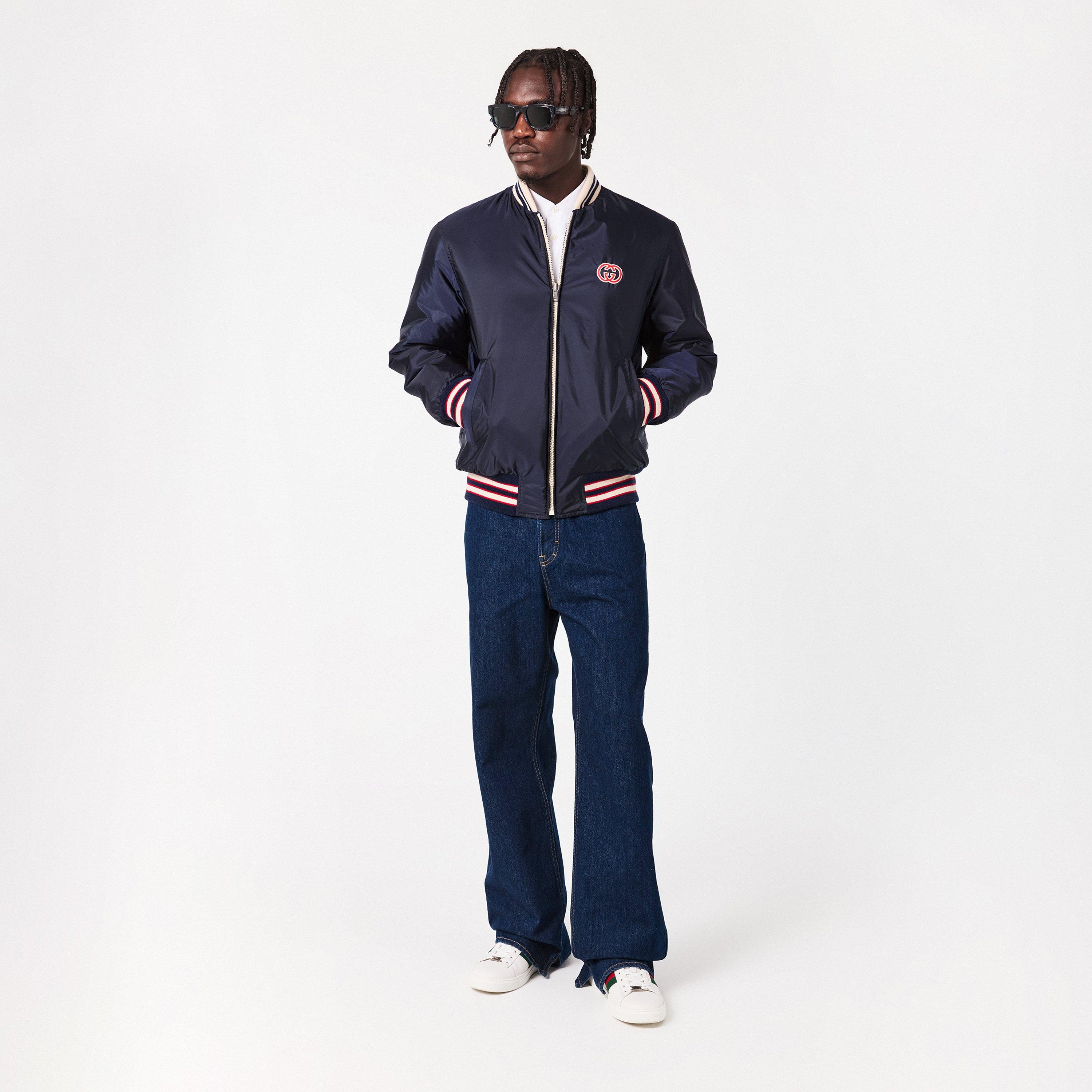 Navy - Gucci - Men's  Reversible Structured Fit Bomber Jacket - 7