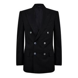 Tom Ford Slim Fit Double Breasted Wool And Silk Blend Suit Jacket Mens