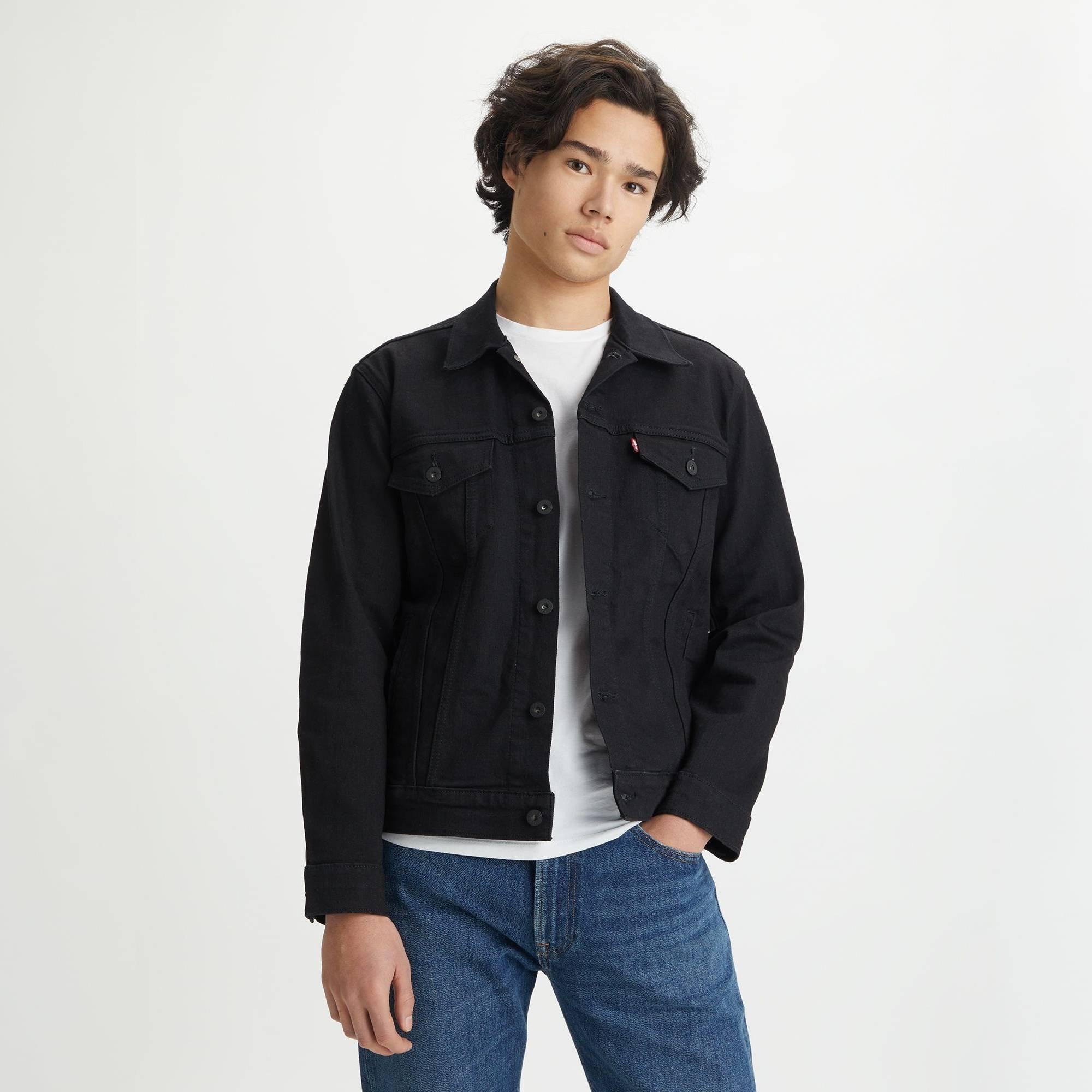 Levis Men's Trucker Cotton Long Sleeve Denim Jacket - Dark Horse Blck - XL