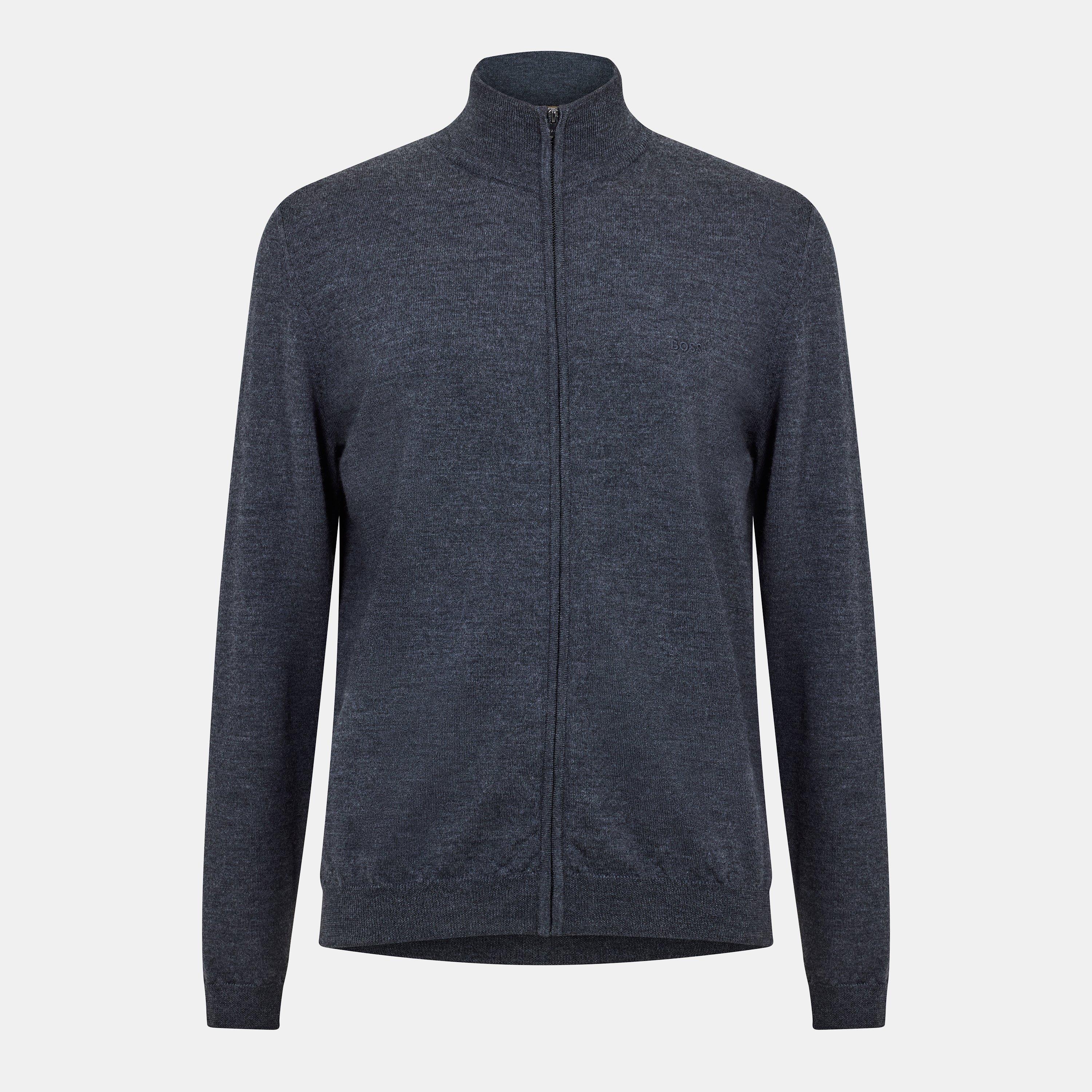 Medium Grey - Boss - Mens BOSS wool Full Zip Sweatshirt - 1