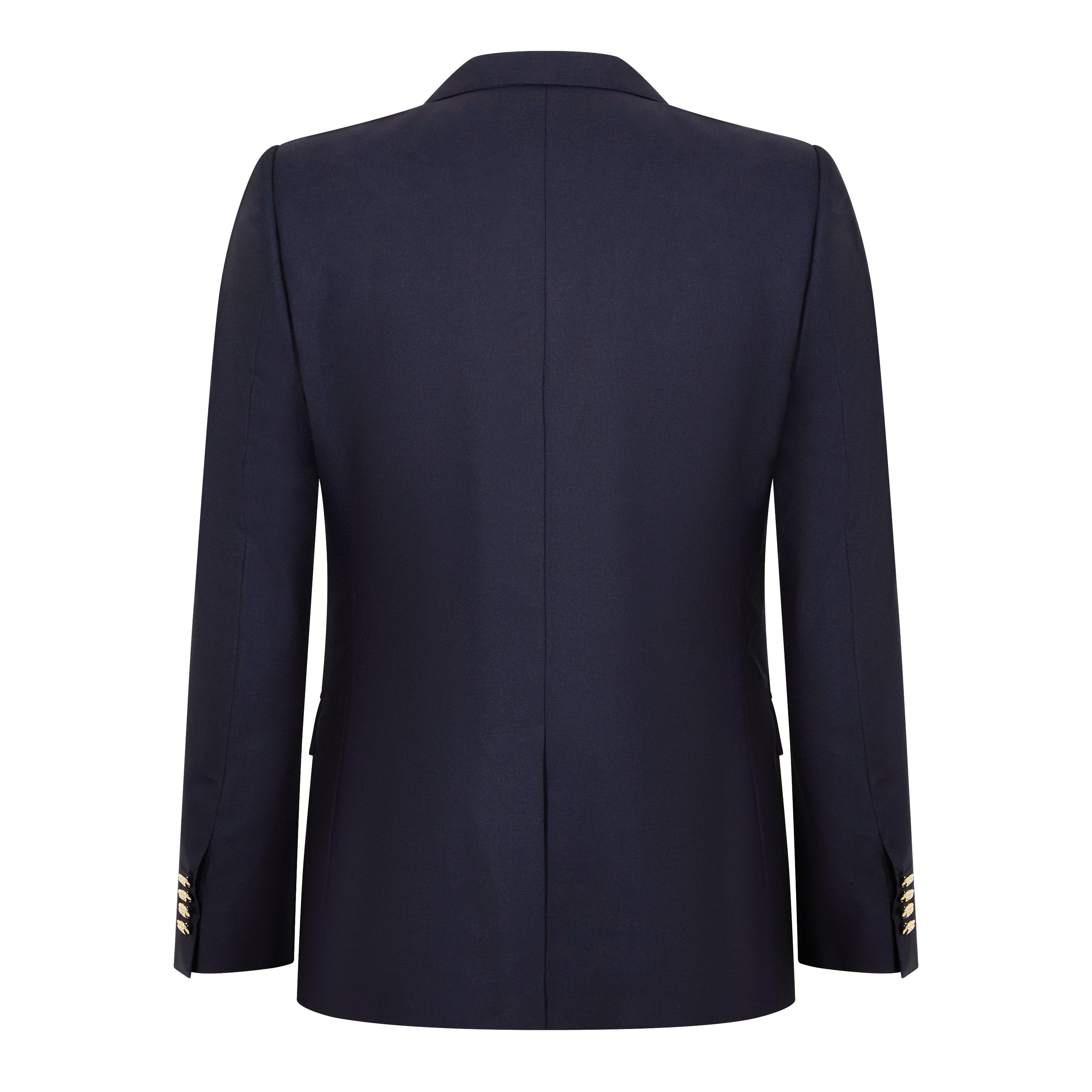 Navy Blue - Dolce and Gabbana - Men's Crest Appliquv© Single Breasted Wool Long Sleeve Blazer - 6