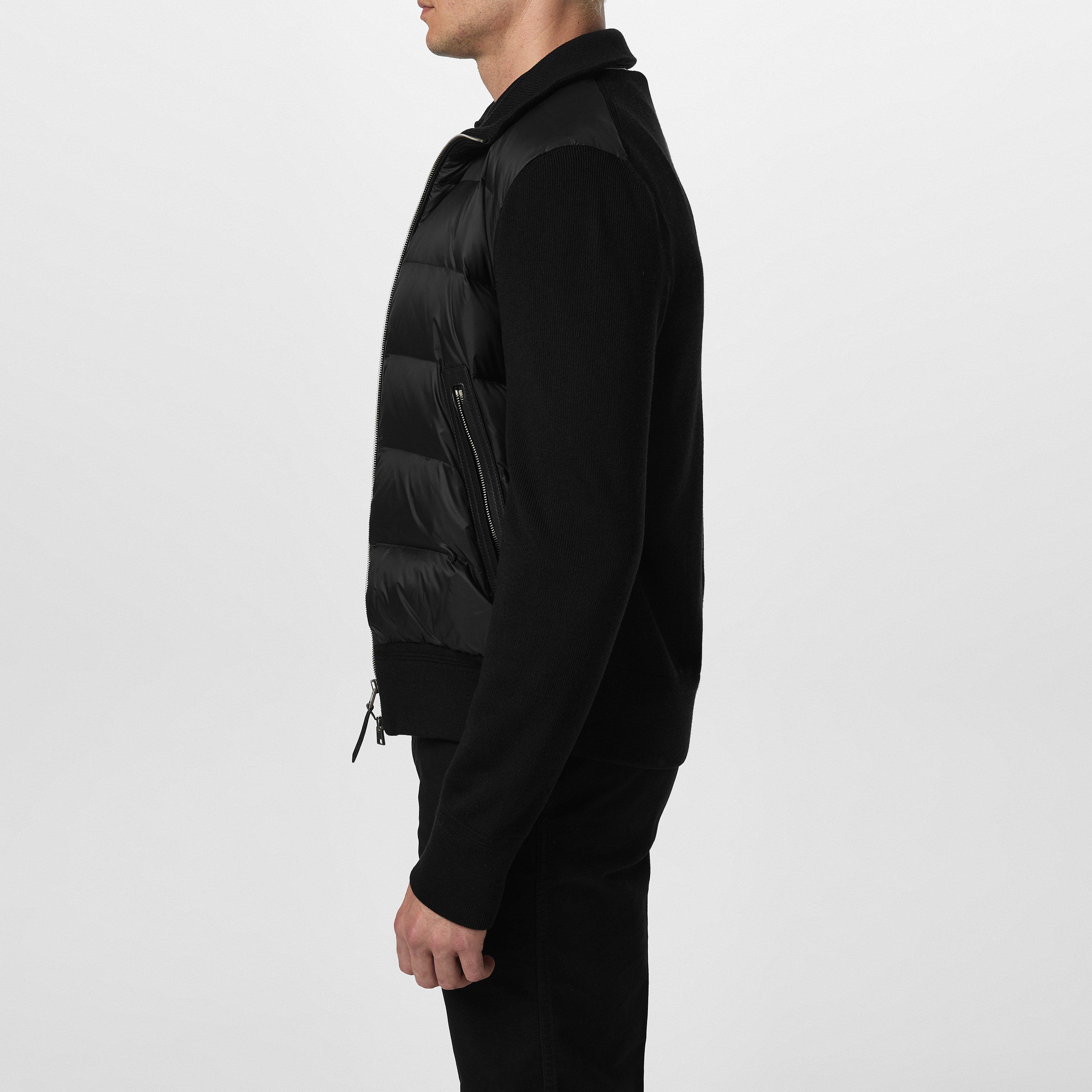 Black - Tom Ford - Men's  Padded 90/10 Goose Down Long Sleeve Hybrid Jacket - 2