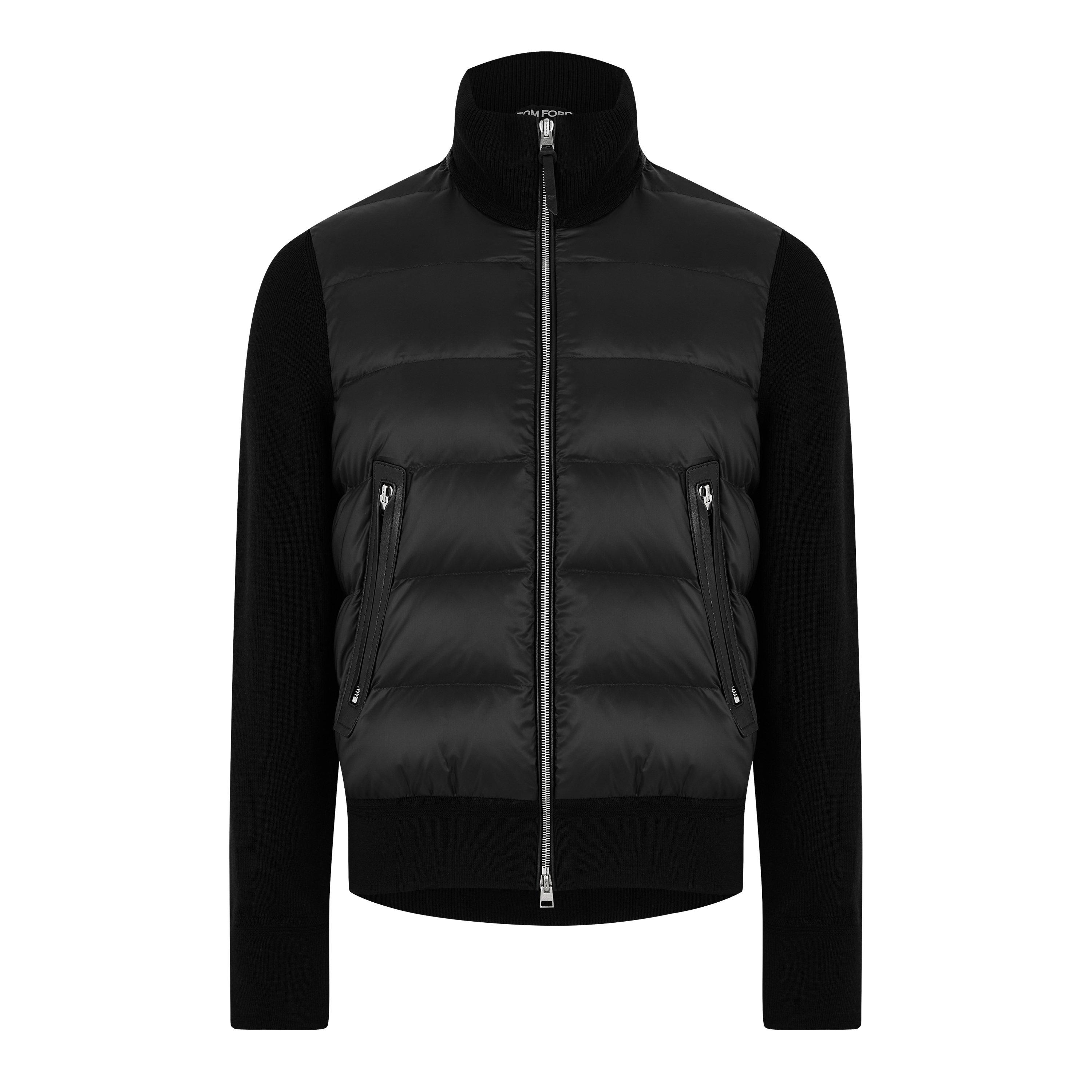 Black - Tom Ford - Men's  Padded 90/10 Goose Down Long Sleeve Hybrid Jacket - 5