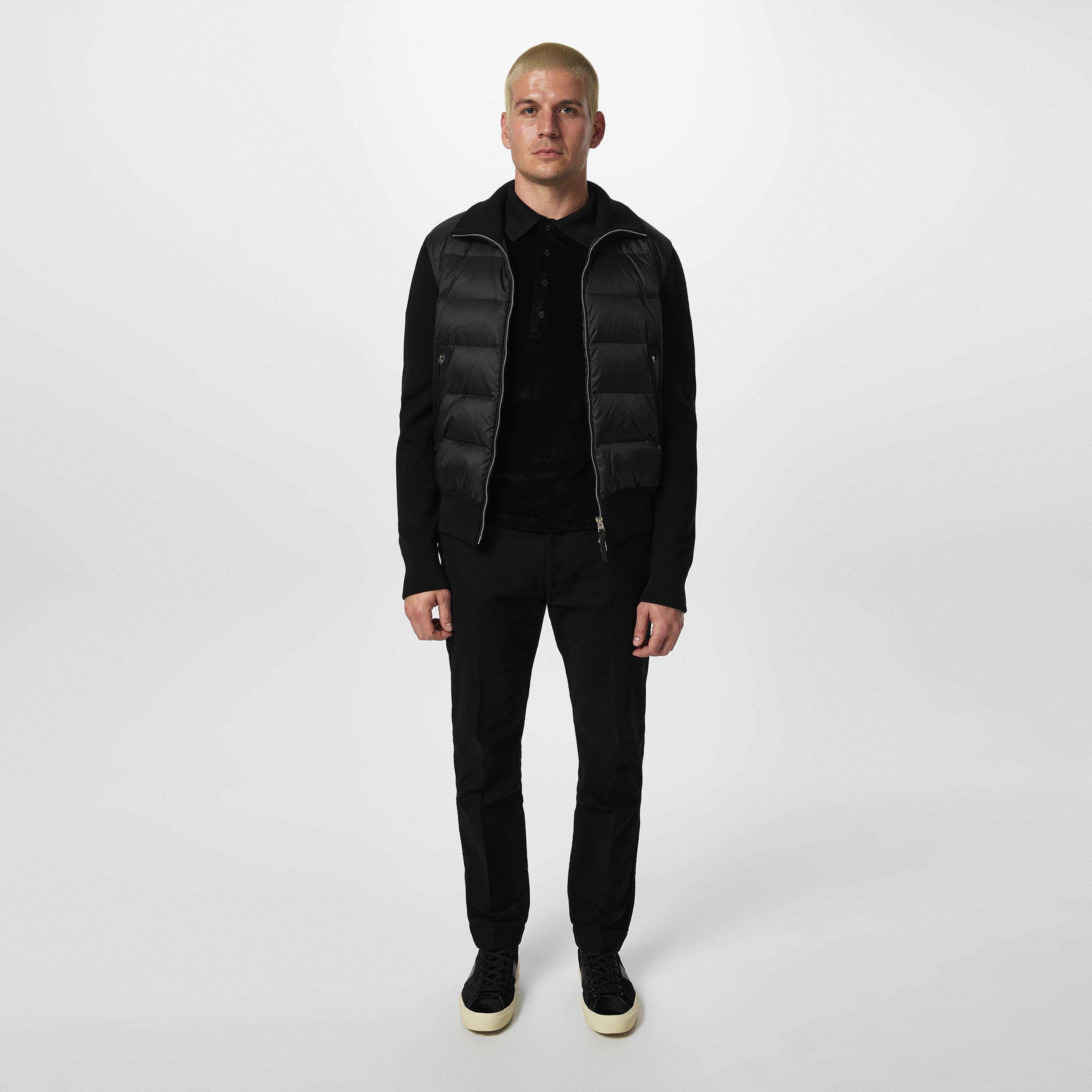 Black - Tom Ford - Men's  Padded 90/10 Goose Down Long Sleeve Hybrid Jacket - 4