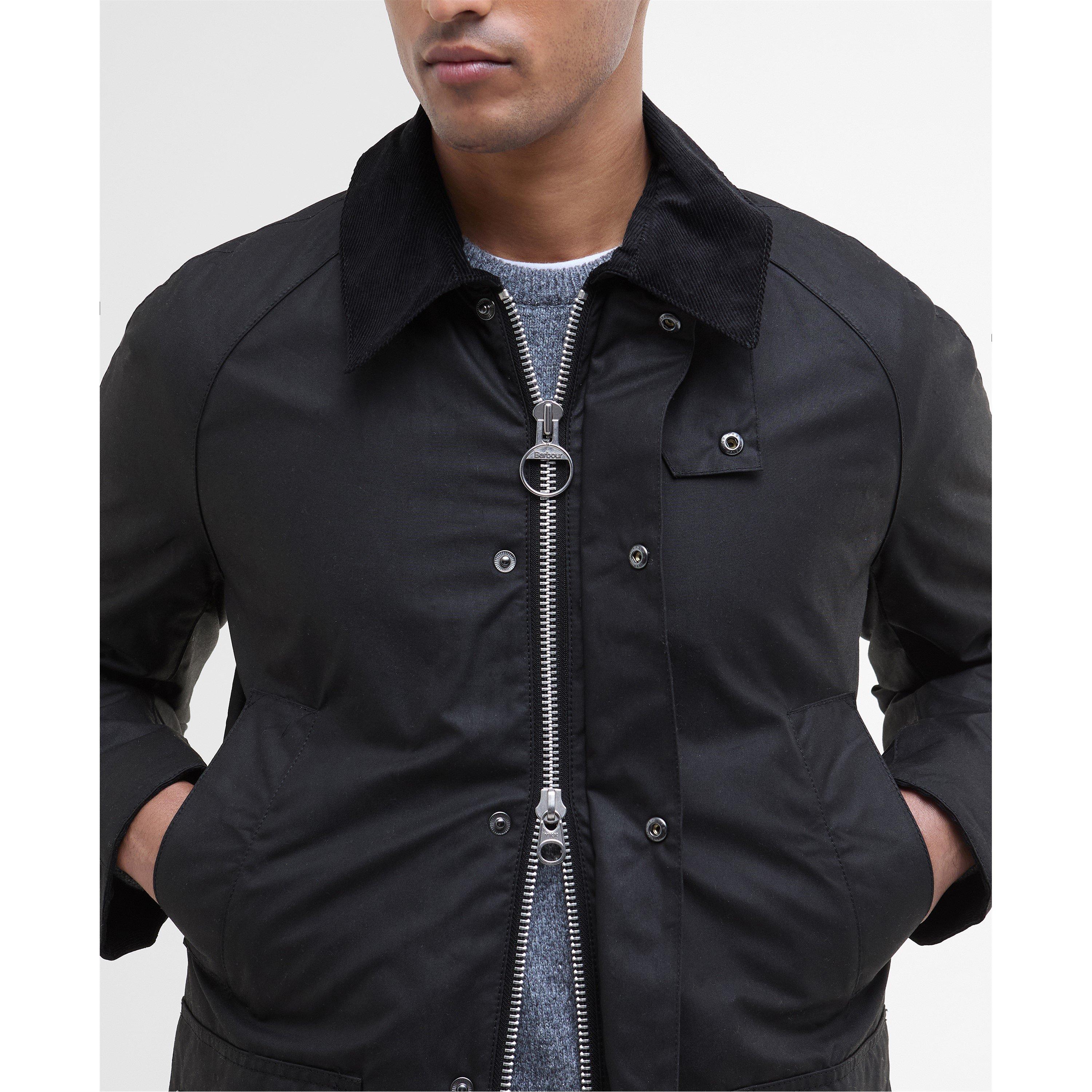 Black BK72 - Barbour - Mens Ashby Water Resistant Windproof Long Sleeve Wax Jacket - 5