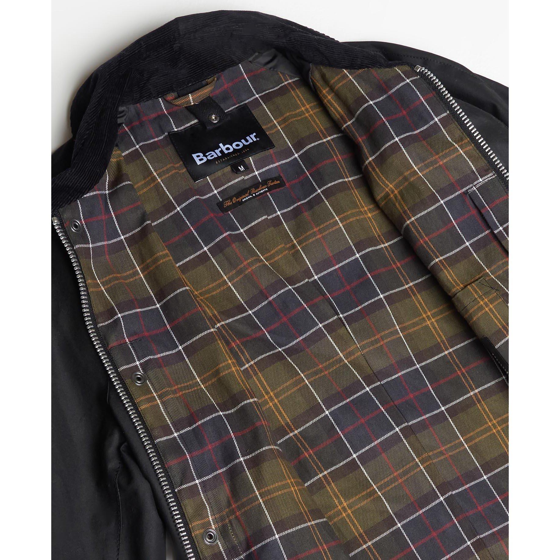 Black BK72 - Barbour - Mens Ashby Water Resistant Windproof Long Sleeve Wax Jacket - 8