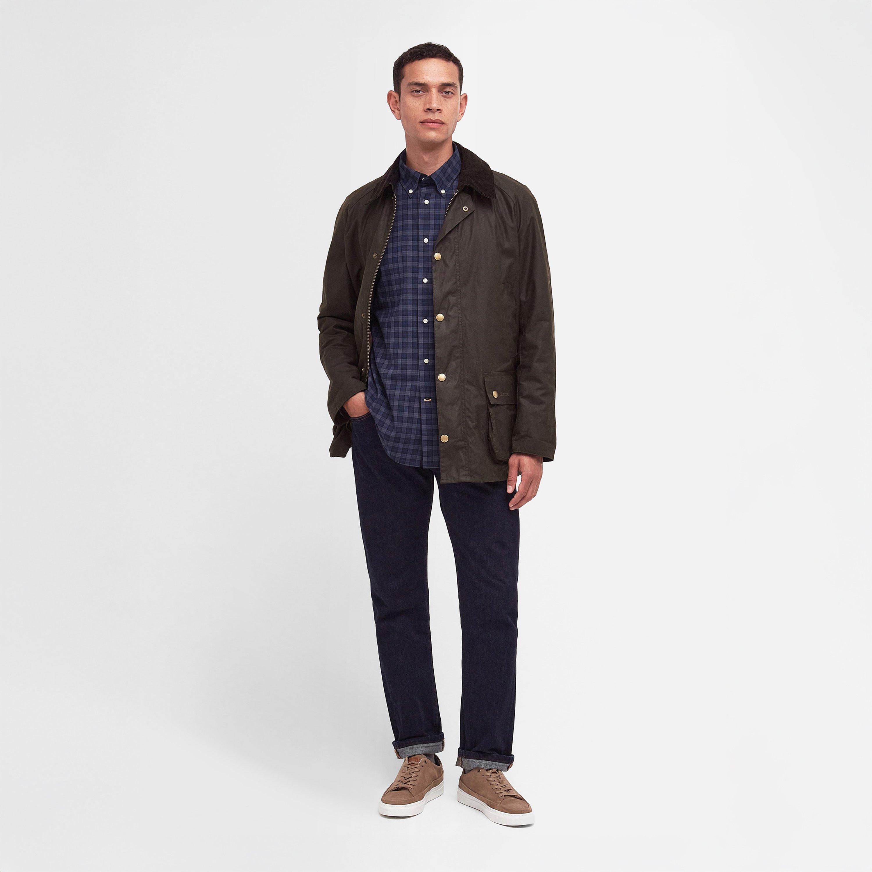 Olive OL71 - Barbour - Mens Ashby Water Resistant Windproof Long Sleeve Wax Jacket - 7