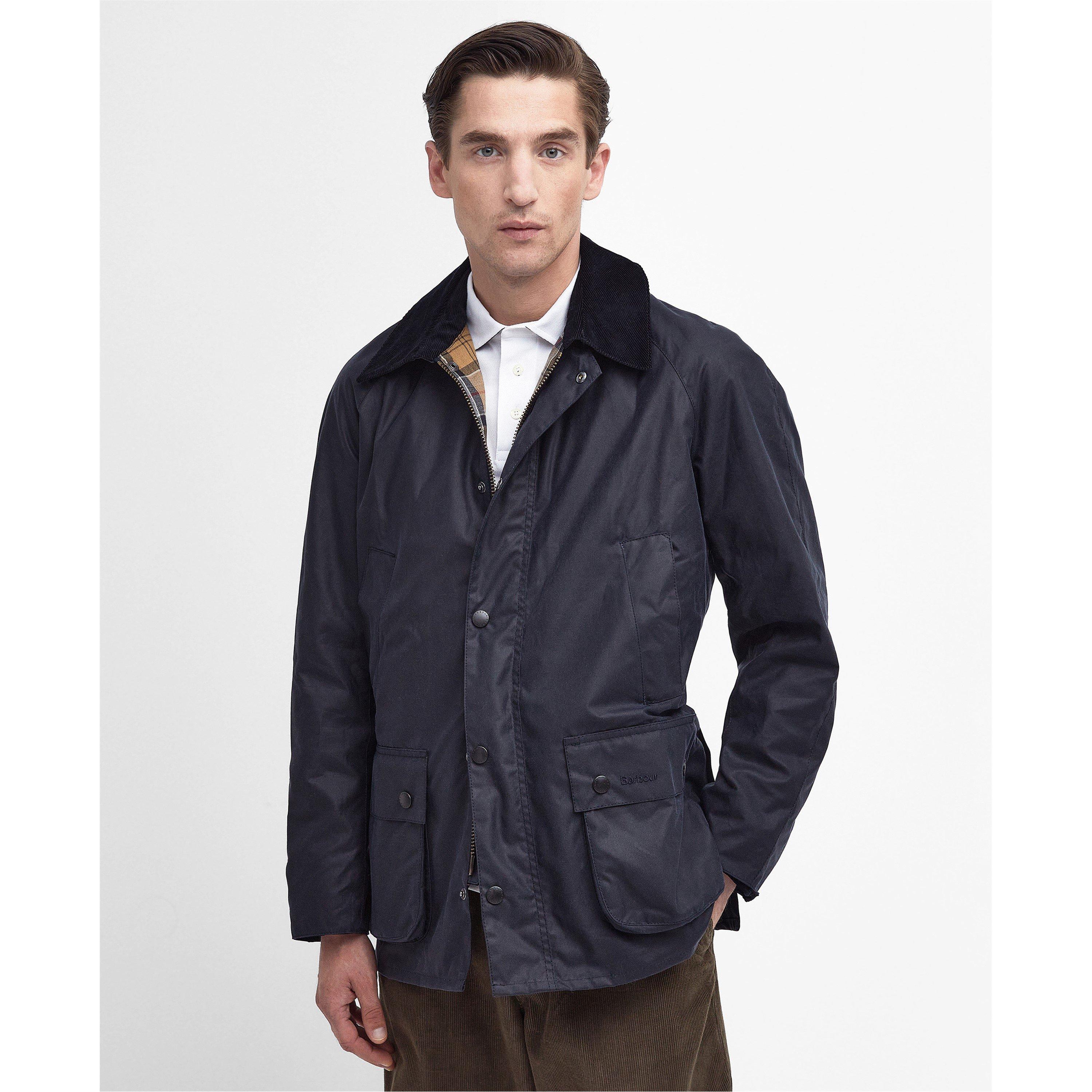 Navy - Barbour - Men's Ashby Water Resistant Windproof Long Sleeve Wax Jacket - 2