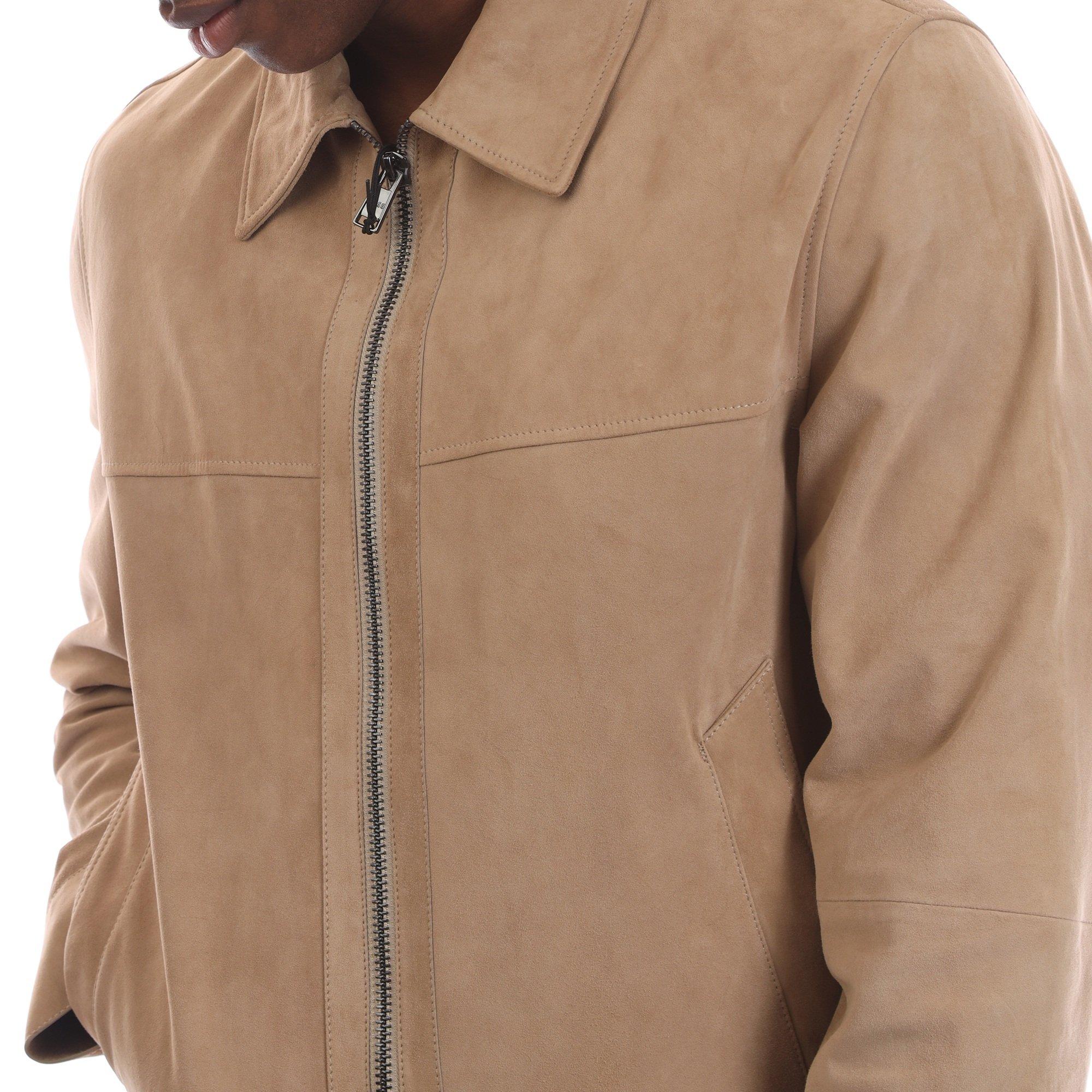 Light Beige - Boss - H-Malbano5 10248409 01 Leather Jacket Mens - 3
