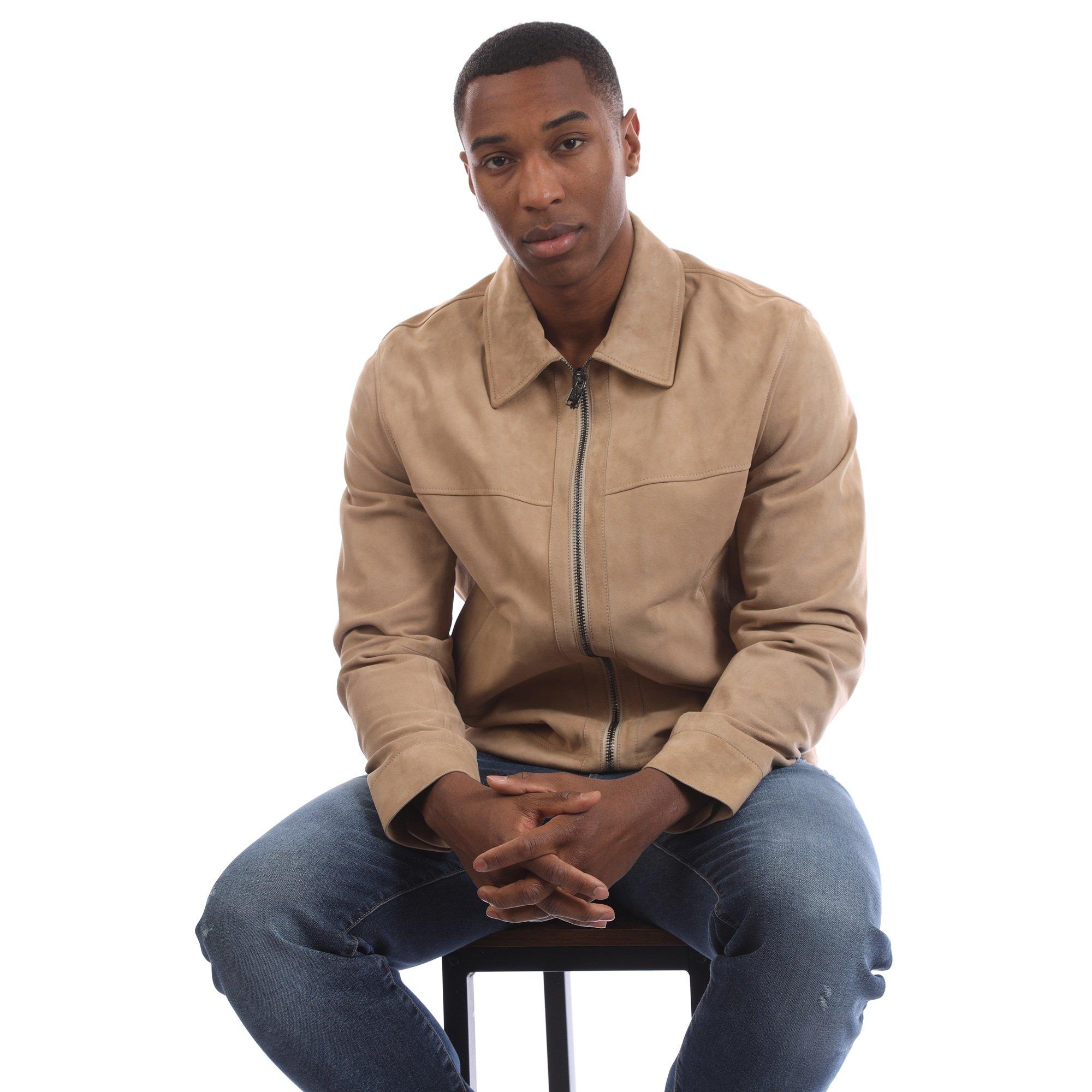 Light Beige - Boss - H-Malbano5 10248409 01 Leather Jacket Mens - 4