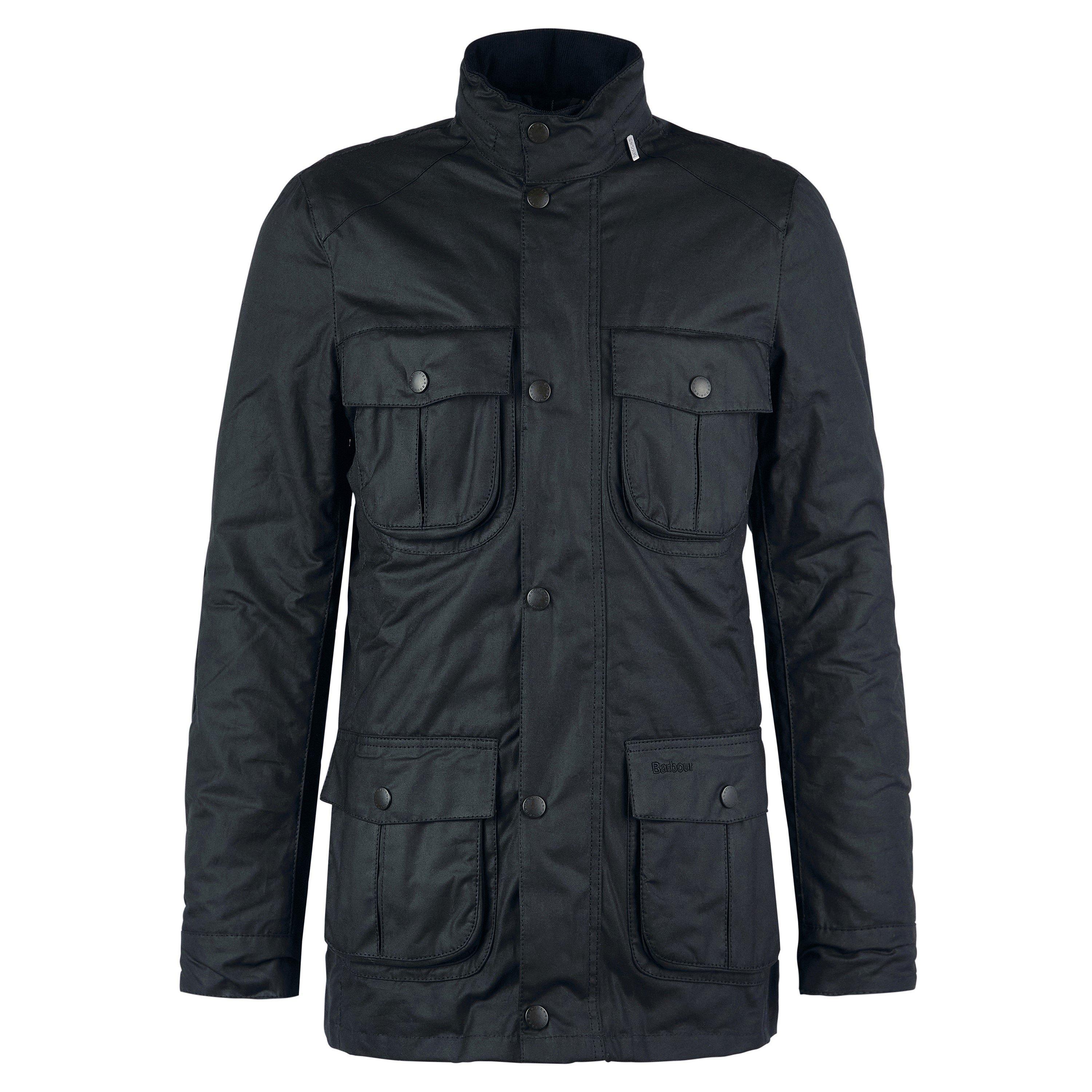 Black BK72 - Barbour - Men's Corbridge Water Resistant Waxed Tailored Fit Wax Jacket - 14