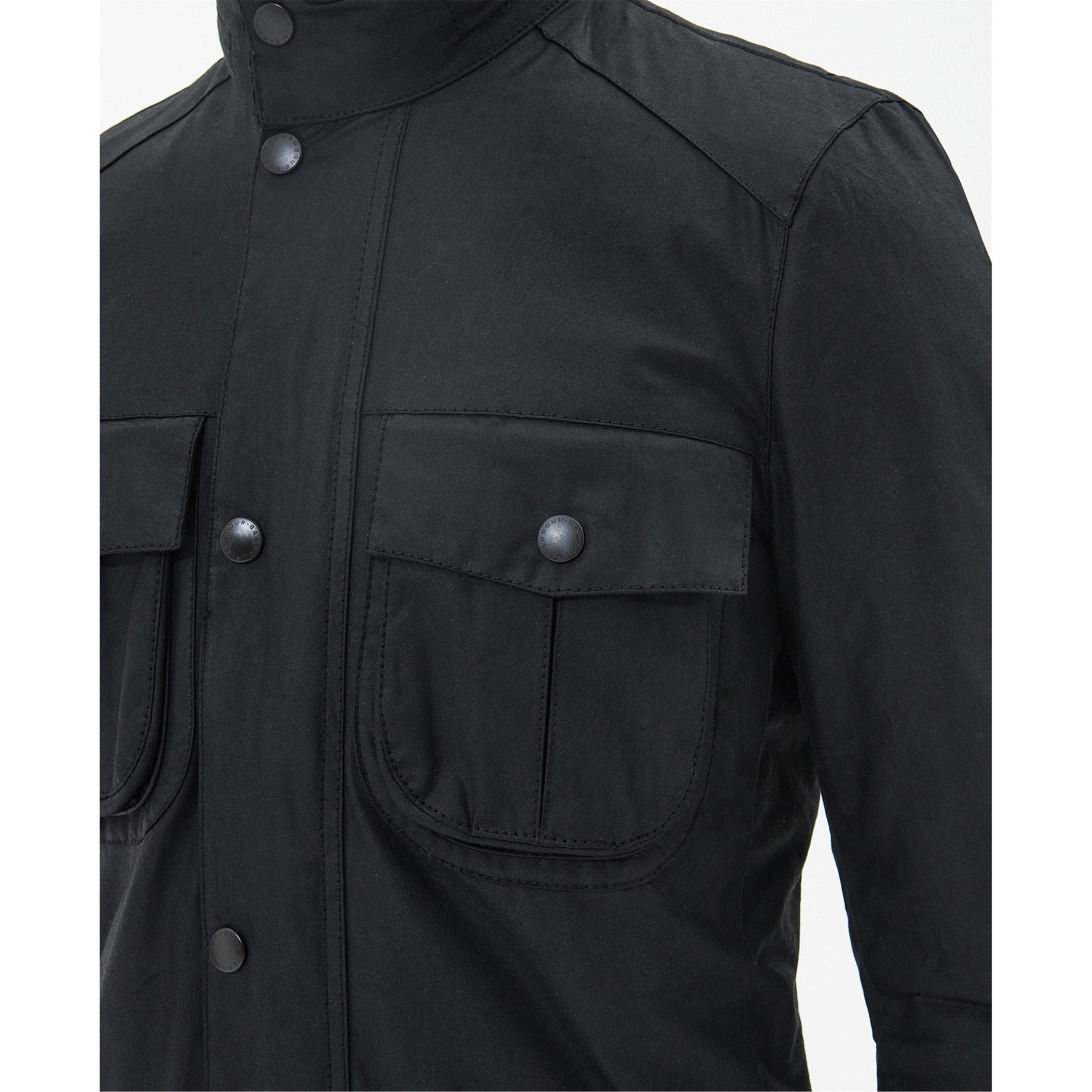 Black BK72 - Barbour - Men's Corbridge Water Resistant Waxed Tailored Fit Wax Jacket - 10