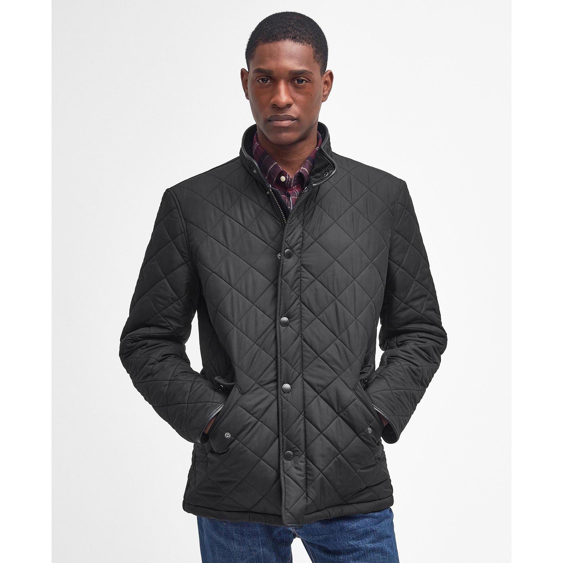 Black - Barbour - Men's Powell Quilted Long Sleeve Funnel Neck Quilted Jacket - 2