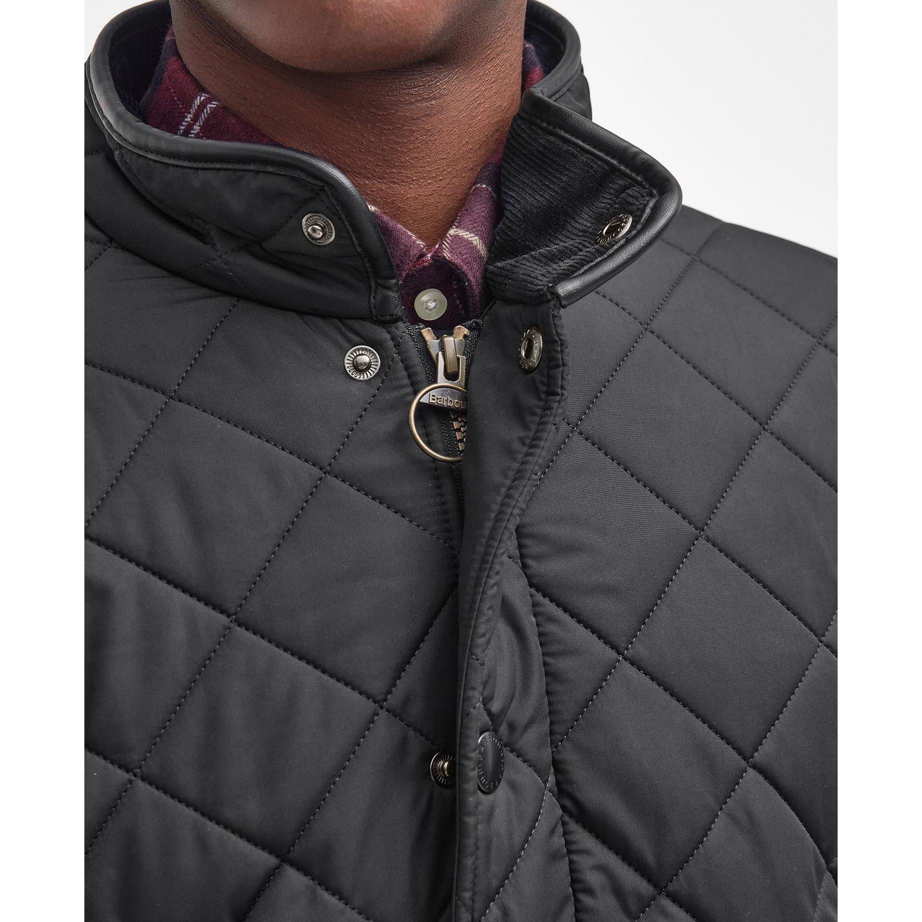 Black - Barbour - Men's Powell Quilted Long Sleeve Funnel Neck Quilted Jacket - 4