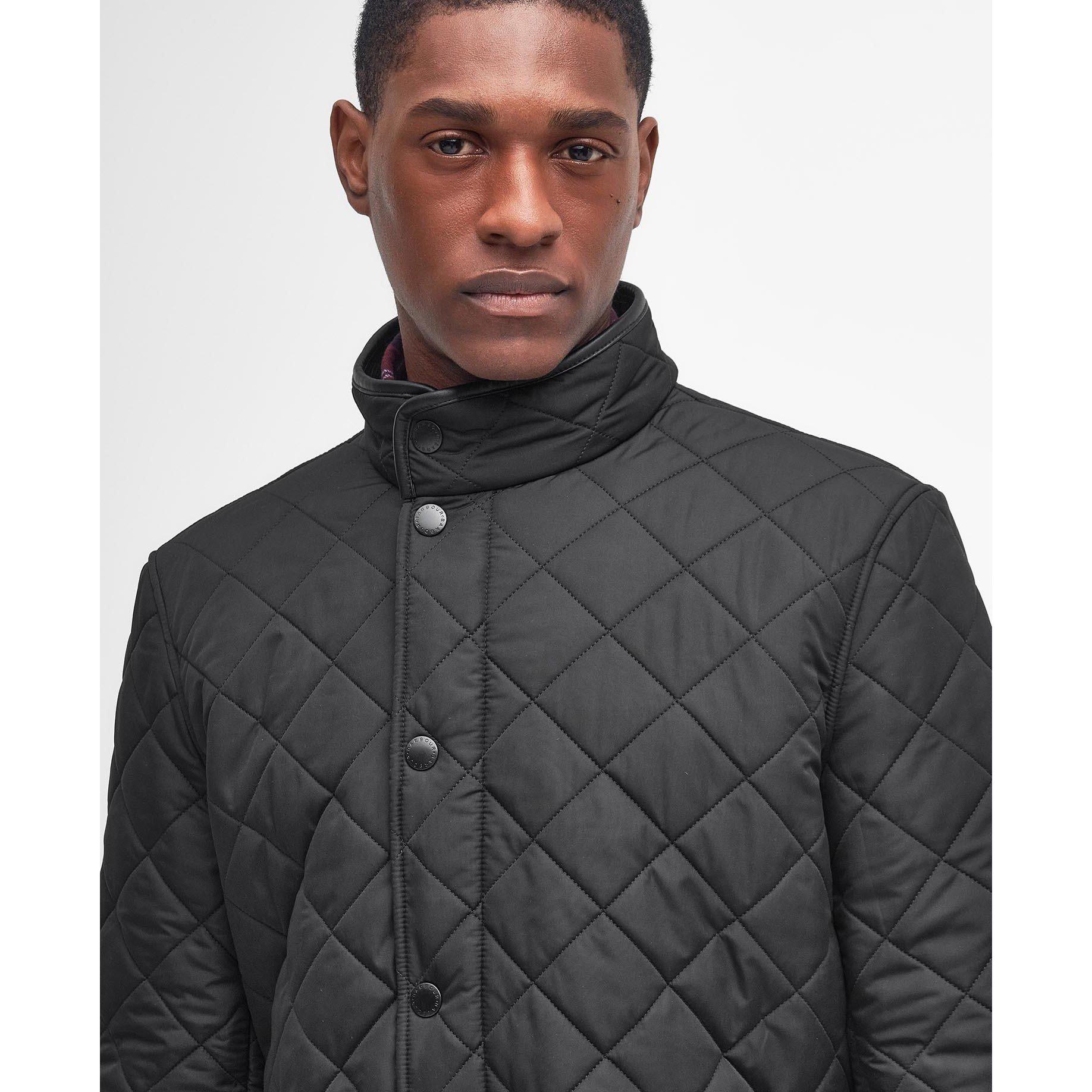 Black - Barbour - Men's Powell Quilted Long Sleeve Funnel Neck Quilted Jacket - 5