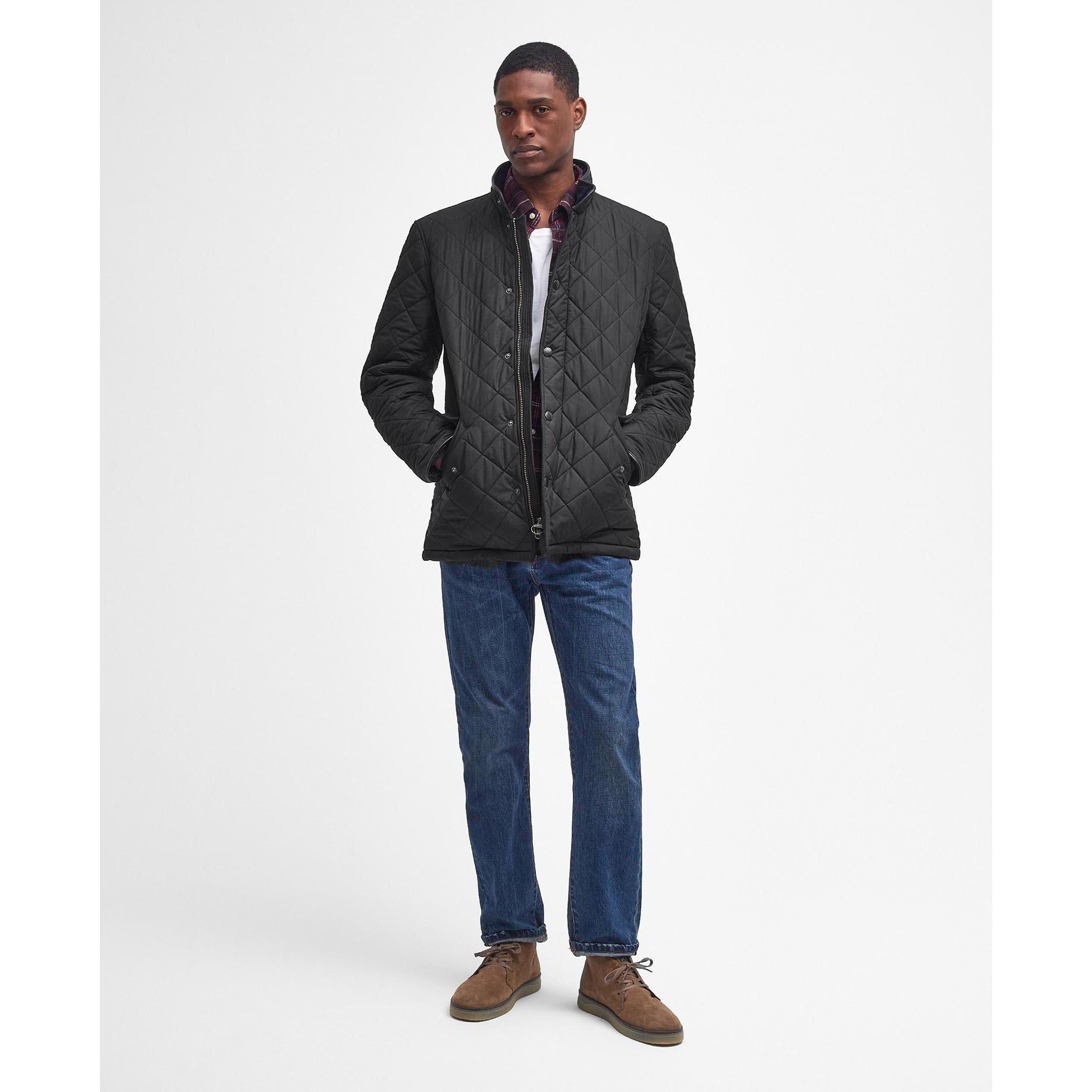 Black - Barbour - Men's Powell Quilted Long Sleeve Funnel Neck Quilted Jacket - 6