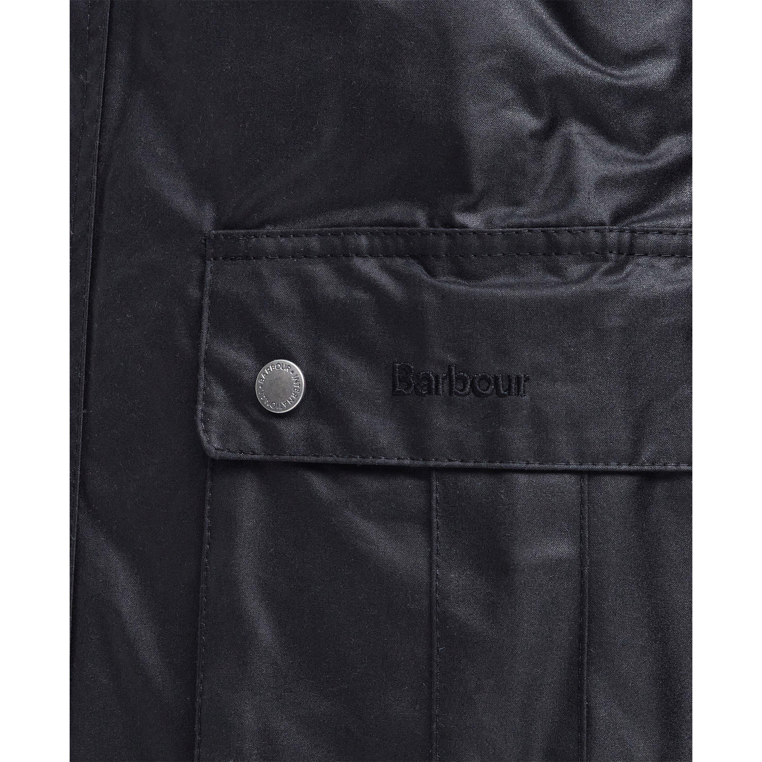 Black BK91 - Barbour International - Men's Duke Water Resistant Windproof Cotton Long Sleeve Wax Jacket - 8