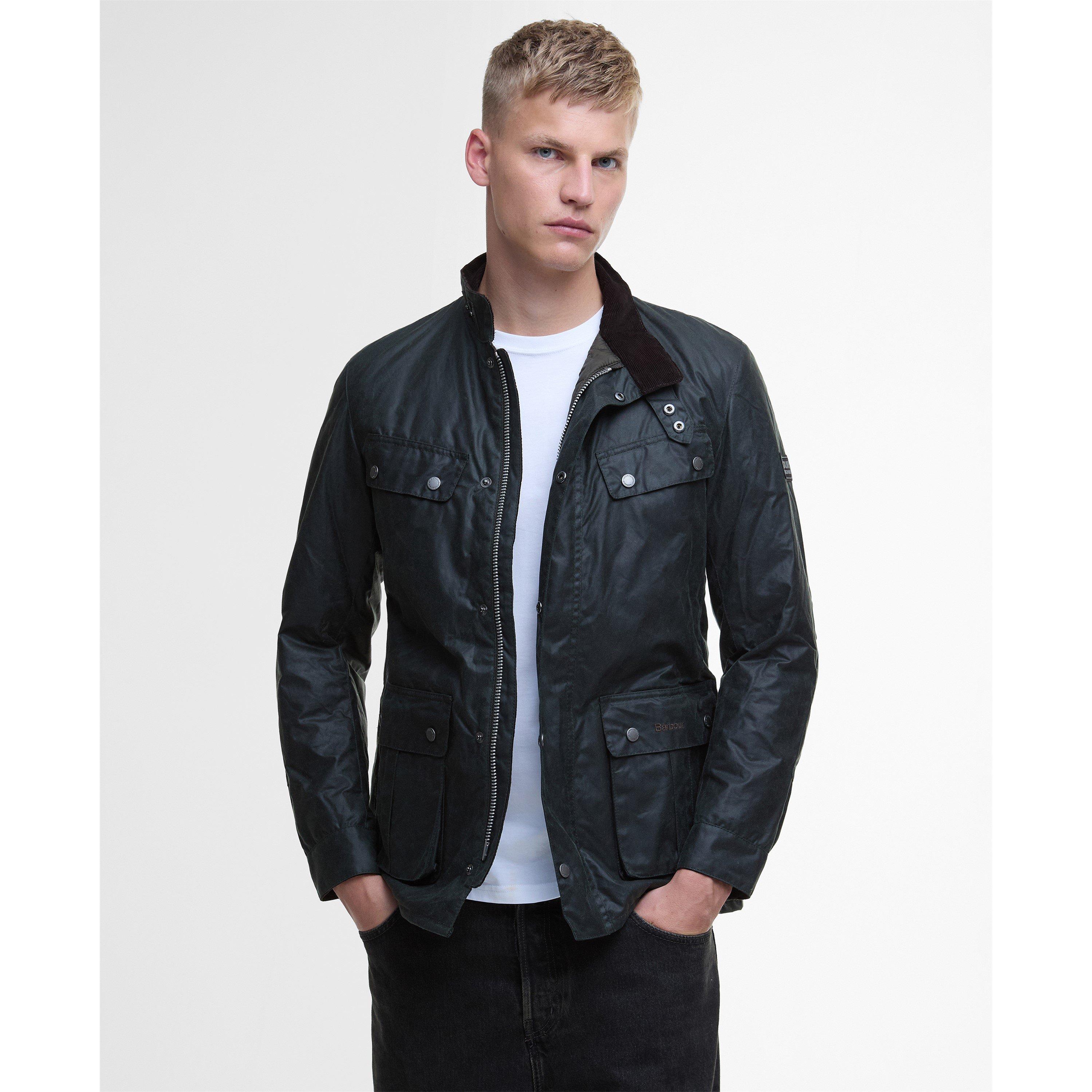 Sage SG91 - Barbour International - Men's Duke Water Resistant Windproof Cotton Long Sleeve Wax Jacket - 2