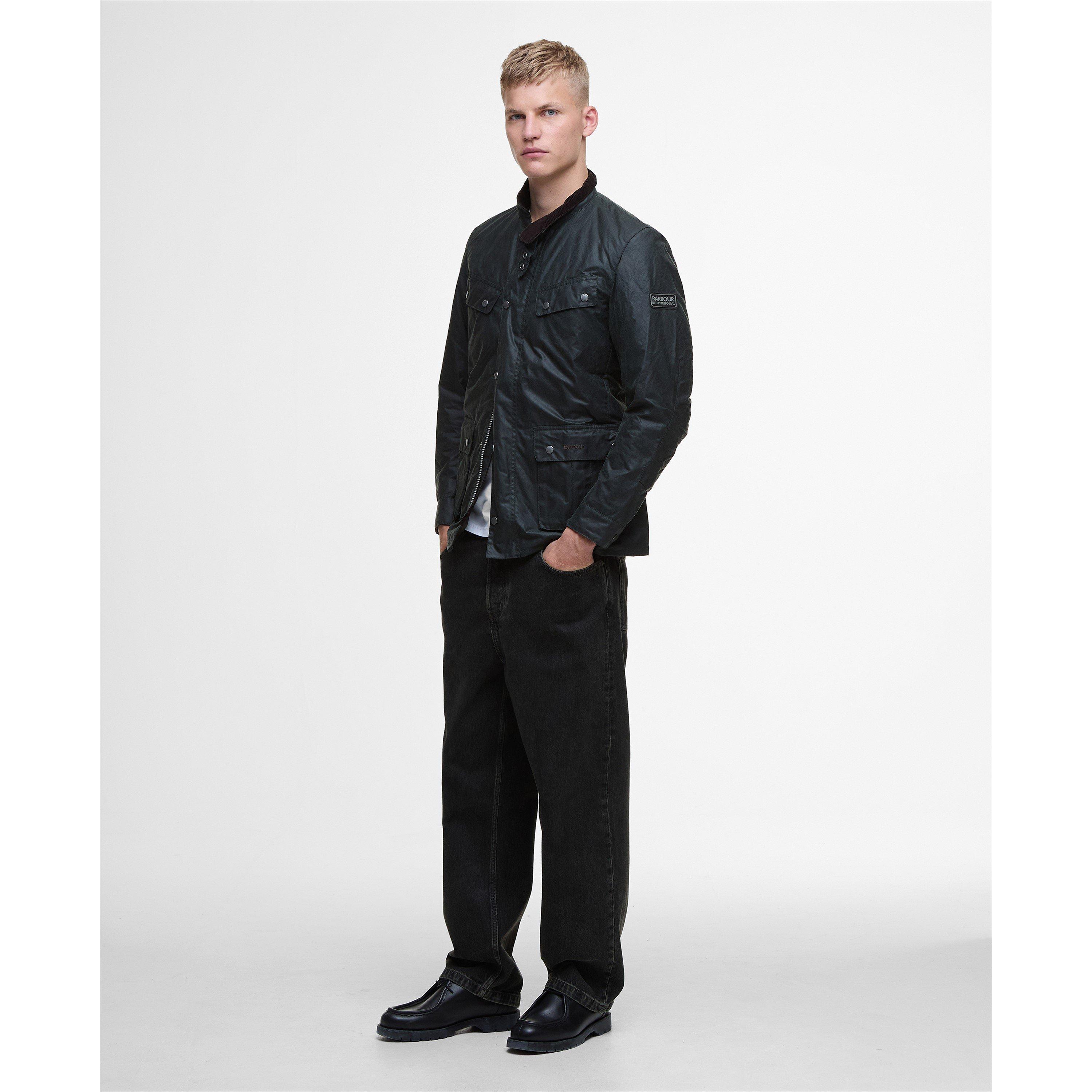 Sage SG91 - Barbour International - Men's Duke Water Resistant Windproof Cotton Long Sleeve Wax Jacket - 9