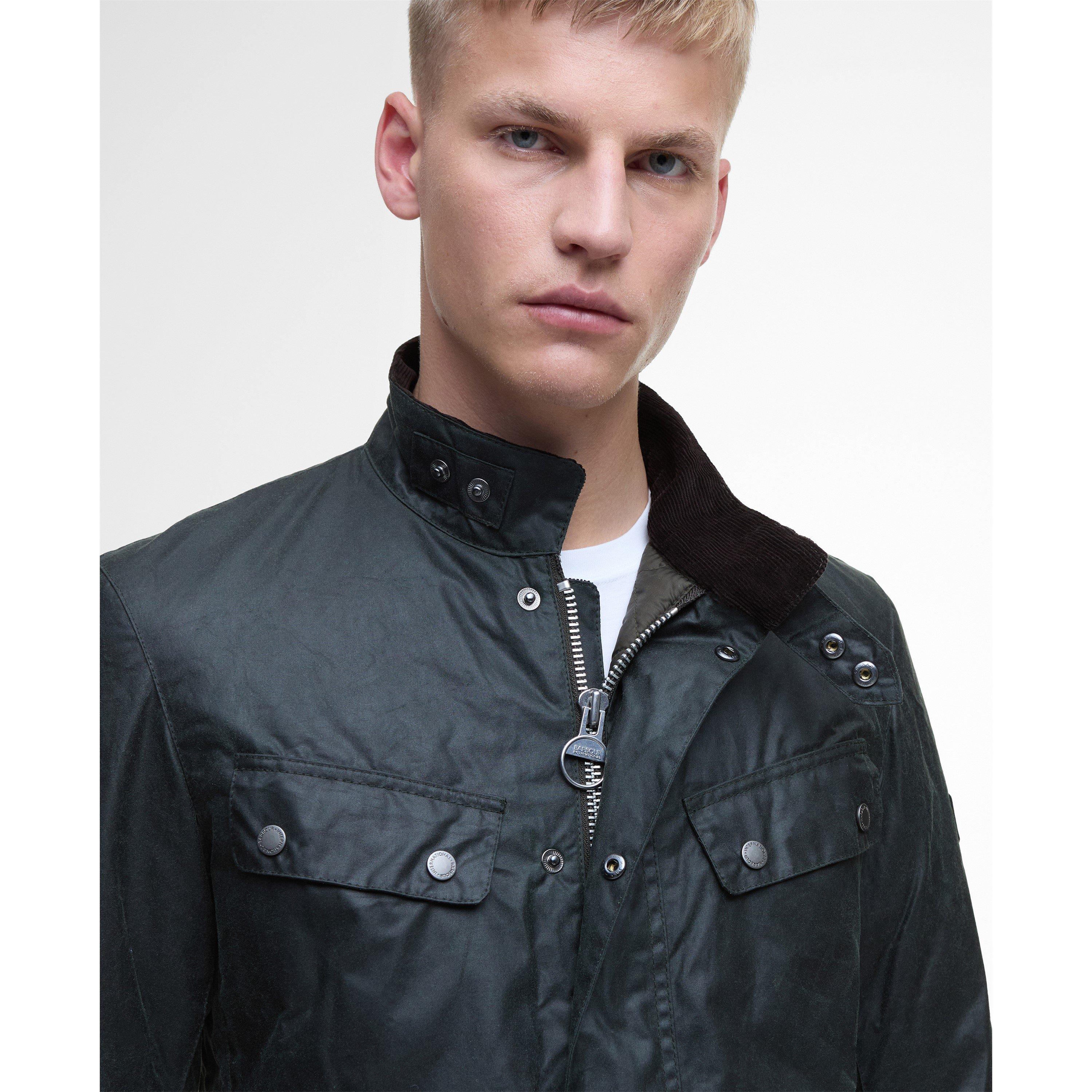 Sage SG91 - Barbour International - Men's Duke Water Resistant Windproof Cotton Long Sleeve Wax Jacket - 5