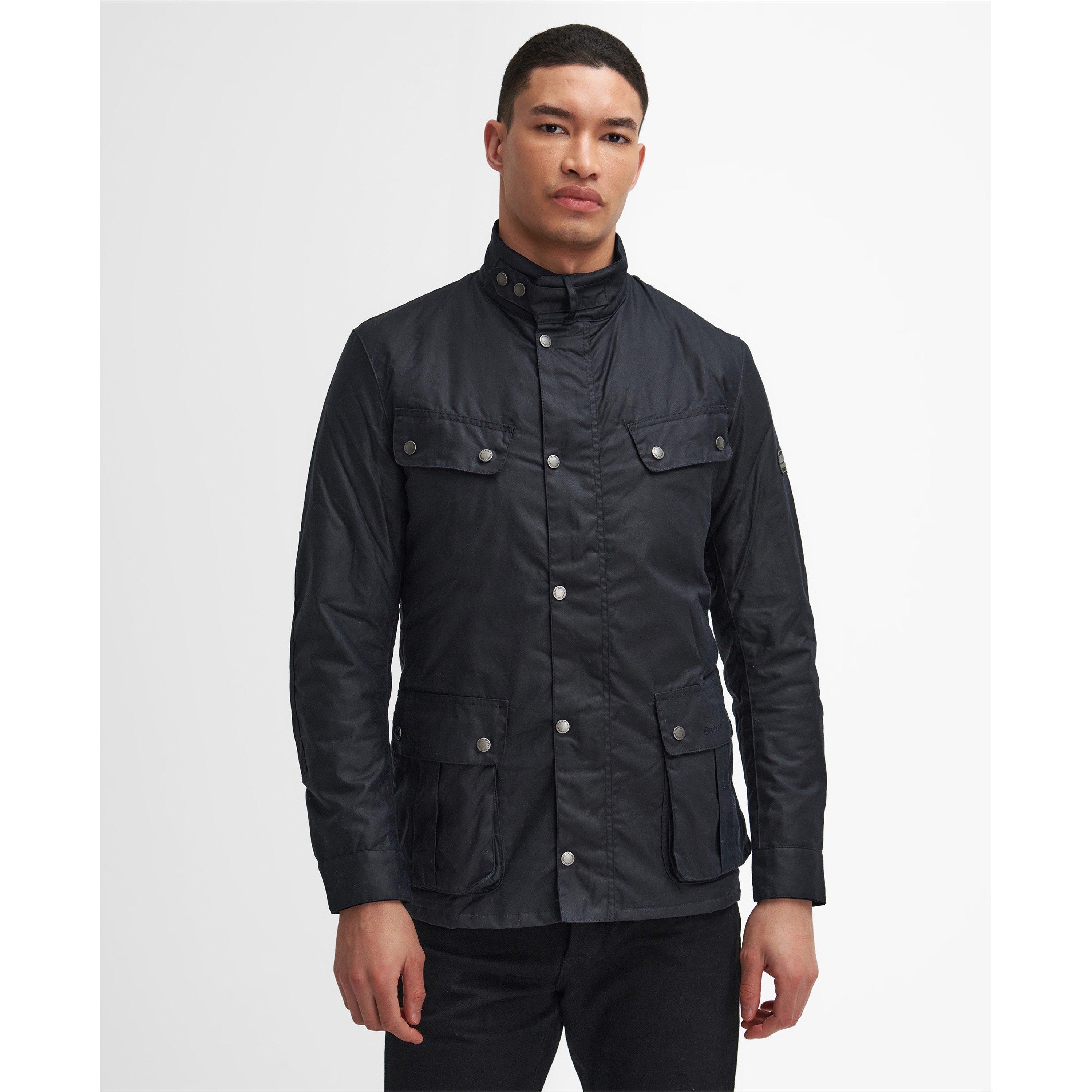 Navy NY91 - Barbour International - Men's Duke Water Resistant Windproof Cotton Long Sleeve Wax Jacket - 2