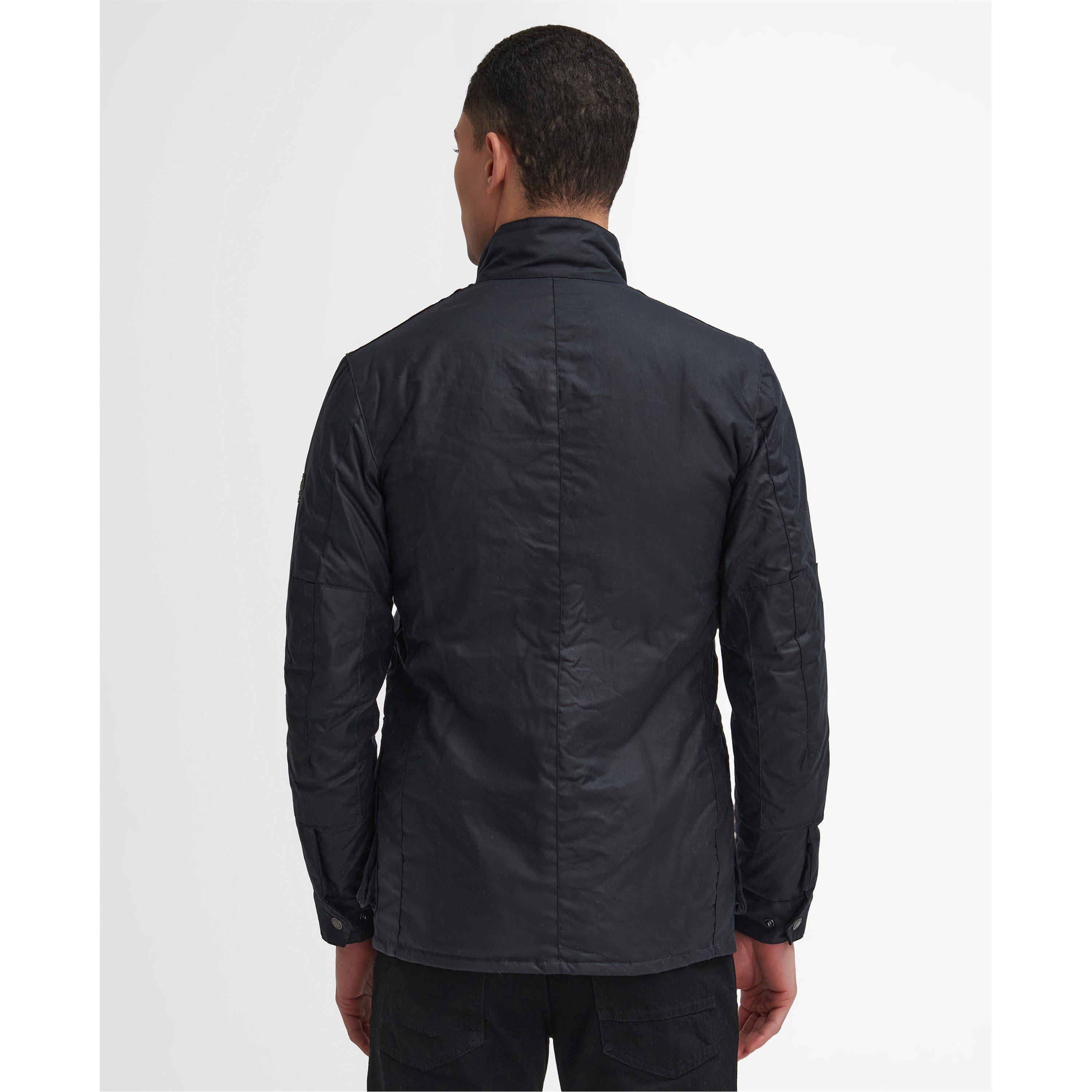 Navy NY91 - Barbour International - Men's Duke Water Resistant Windproof Cotton Long Sleeve Wax Jacket - 3