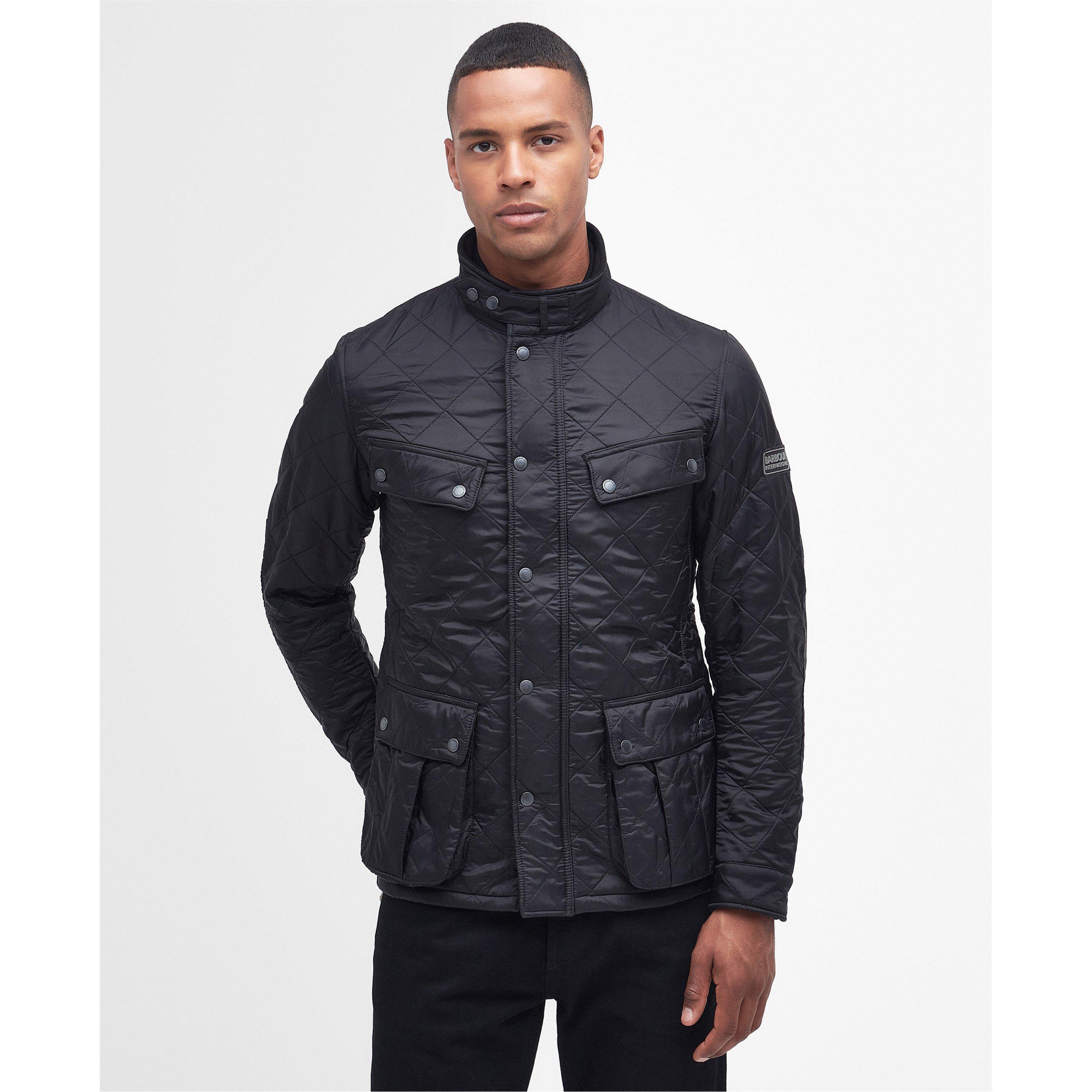 Black BK91 - Barbour International - Men's Ariel Diamond Quilted Stand Collar Long Sleeve Tailored Fit Jacket - 3