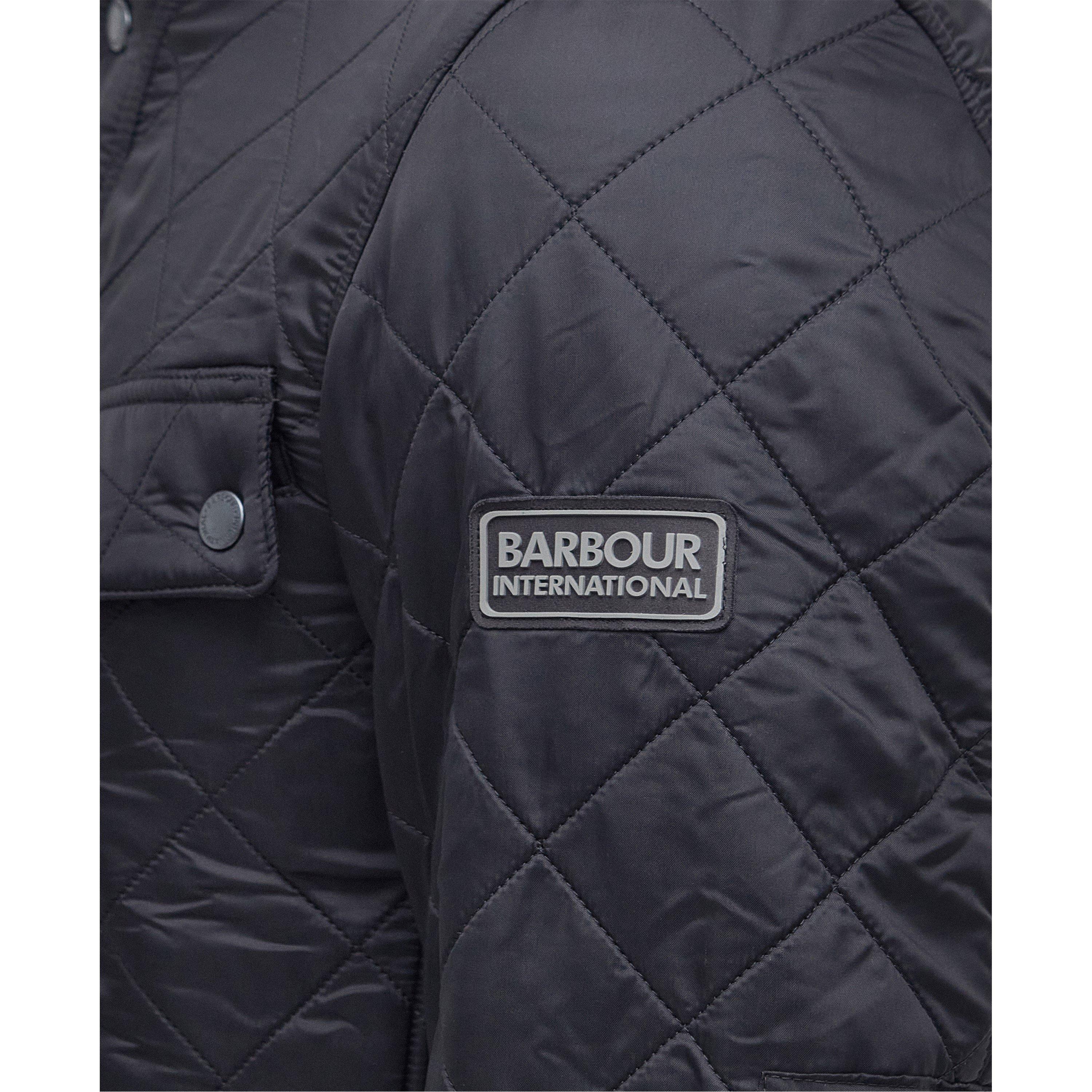 Black BK91 - Barbour International - Men's Ariel Diamond Quilted Stand Collar Long Sleeve Tailored Fit Jacket - 6