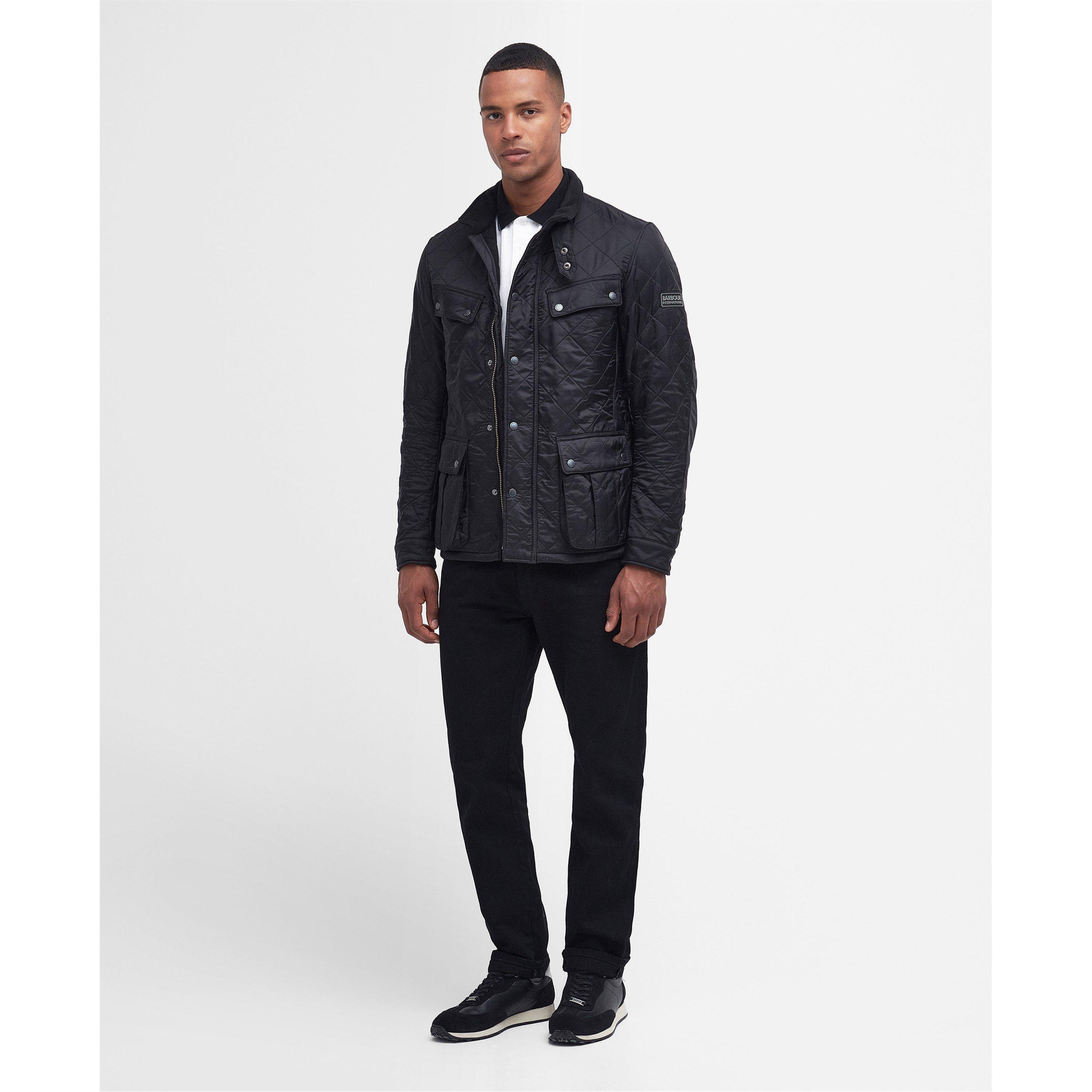 Black BK91 - Barbour International - Men's Ariel Diamond Quilted Stand Collar Long Sleeve Tailored Fit Jacket - 7